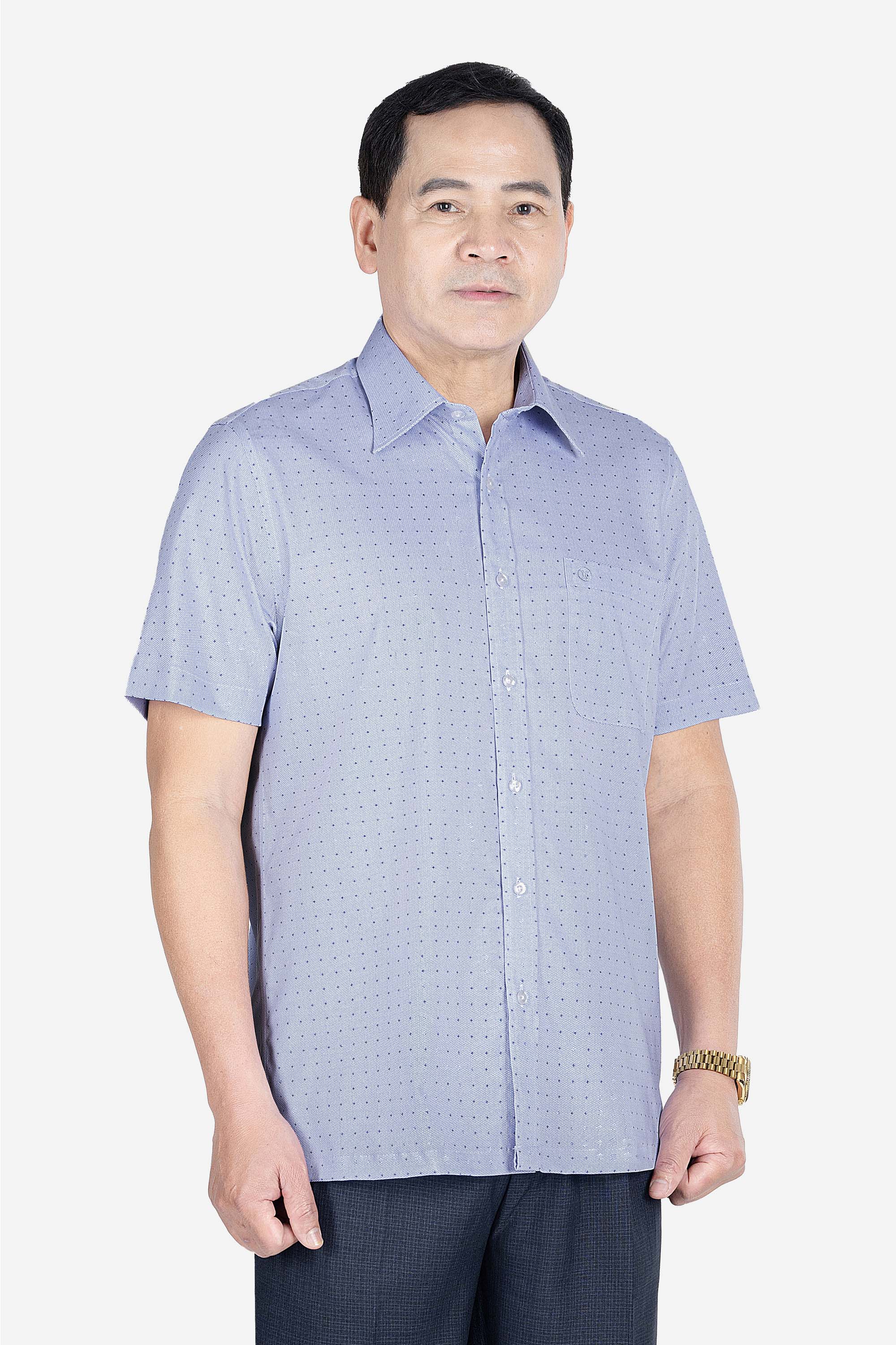 Sơ Mi Cộc Tay Họa Tiết Nam Trung Niên ANCHI Chất Liệu Sợi Sồi Cao Cấp Phom Suông Vạt Ngang Màu Trắng Bi_thumbnail_38