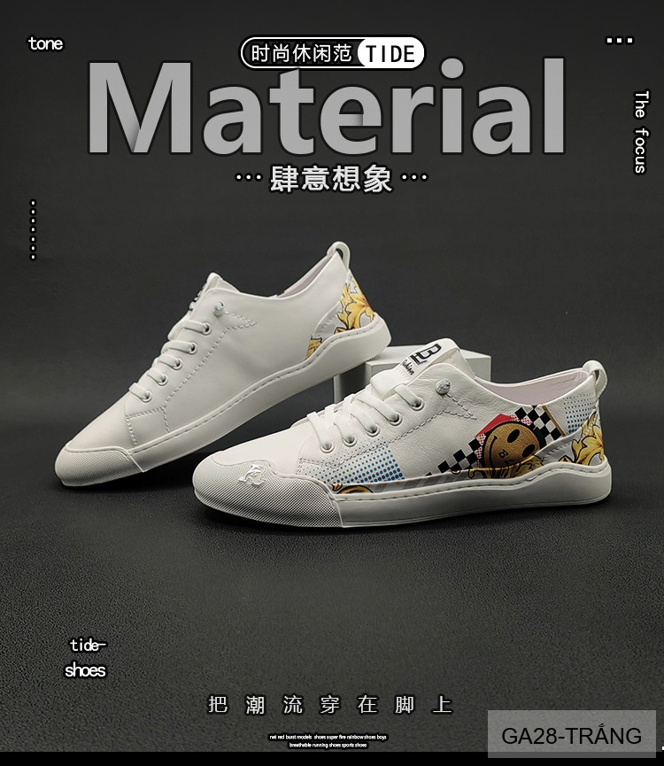 GA28 - Giày Sneaker Nam Da Bò Thiết Kế Smile Độc Đáo, Phong Cách Thường Ngày_thumbnail_9