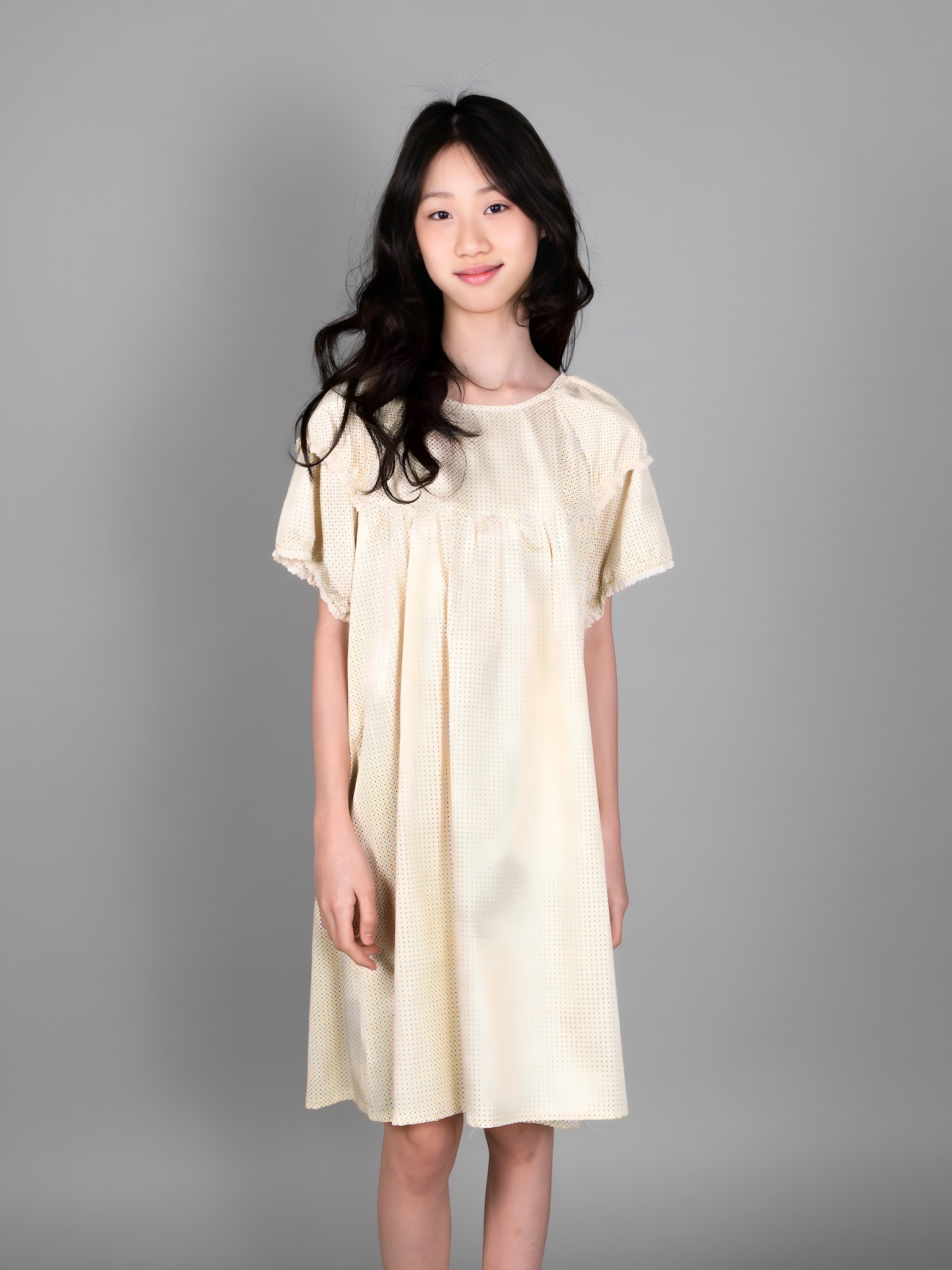 Váy họa tiết hoa vàng chấm xanh tay viền zen_thumbnail_1