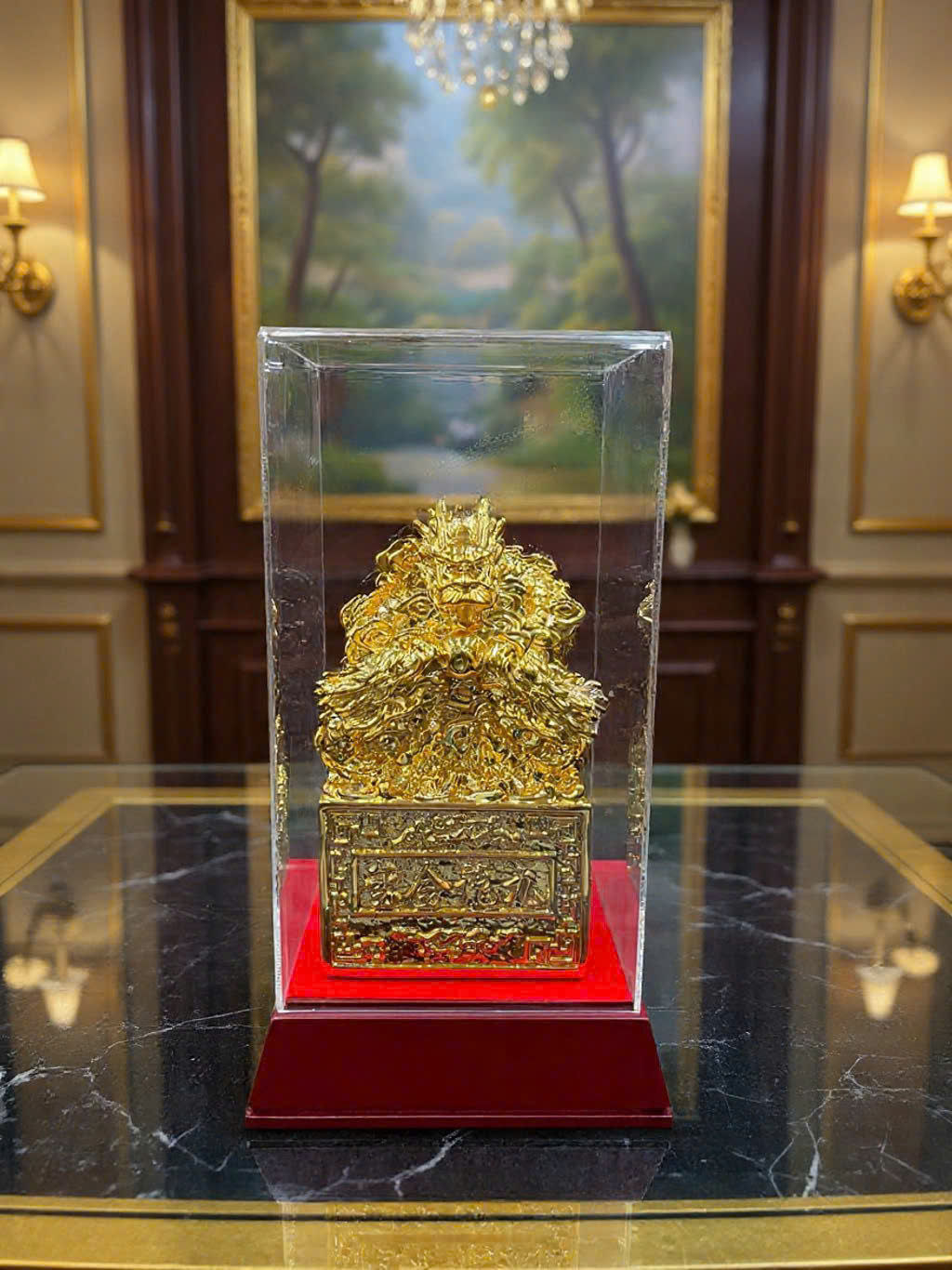 Ấn rồng bằng đồng dát vàng  9999