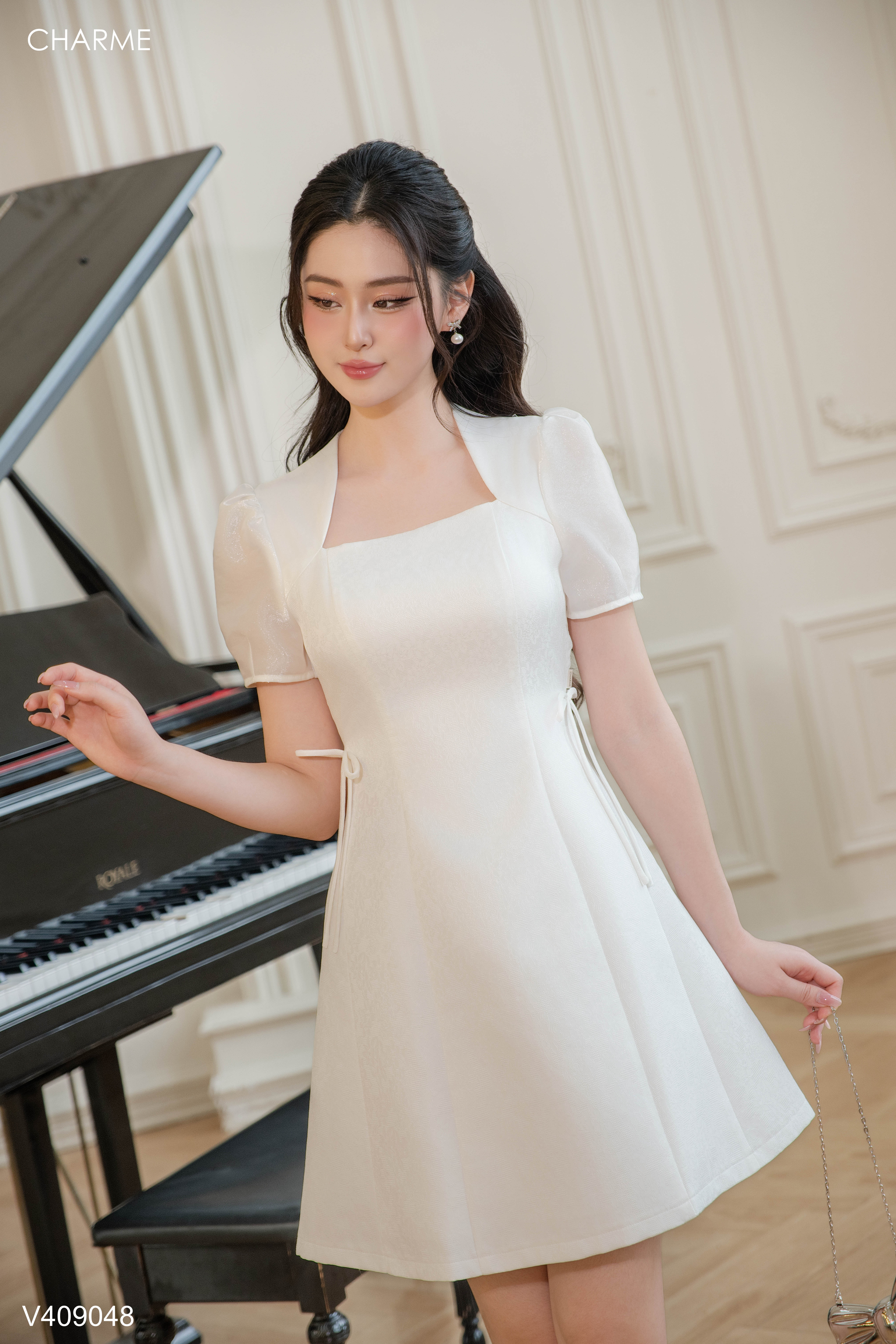 Váy cổ vuông chéo đính nơ_thumbnail_3