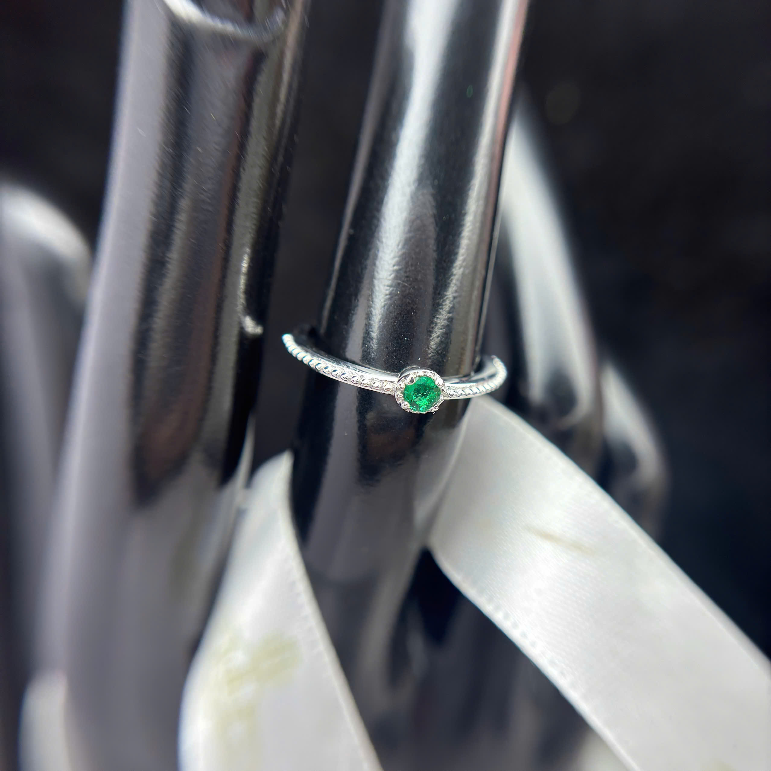 Nhẫn bạc xi bạch kim xanh mát size 6_thumbnail_3