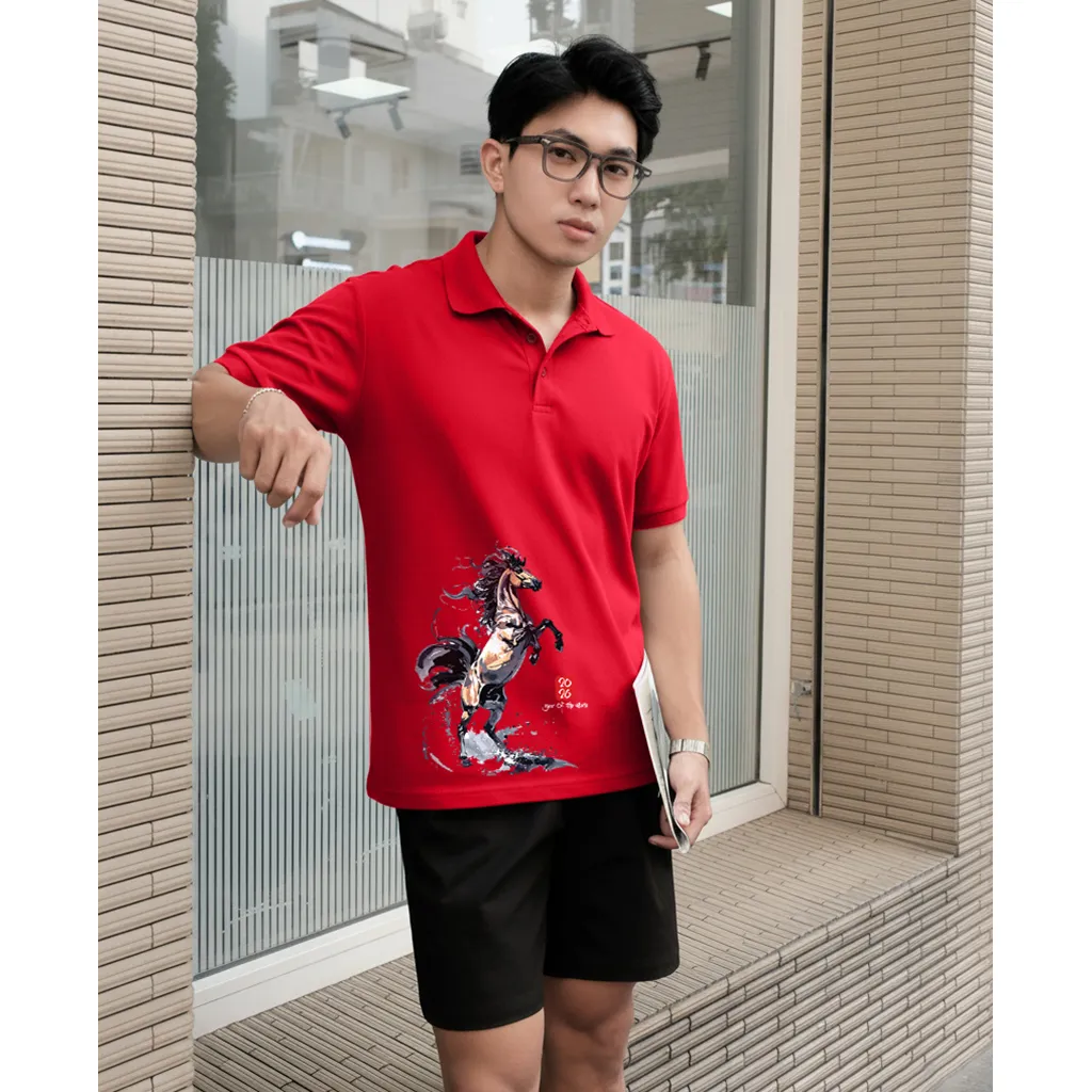 Áo polo Tết Bính Ngọ nam form vừa Miucho Iconic vải poly cá sấu thoáng mát cổ trụ 2997_thumbnail_4