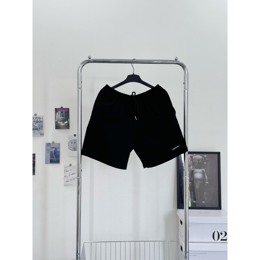 Quần đùi nam nữ, quần short Unisex trơn có logo chất kaki QNT01 Miucho basic_thumbnail_7