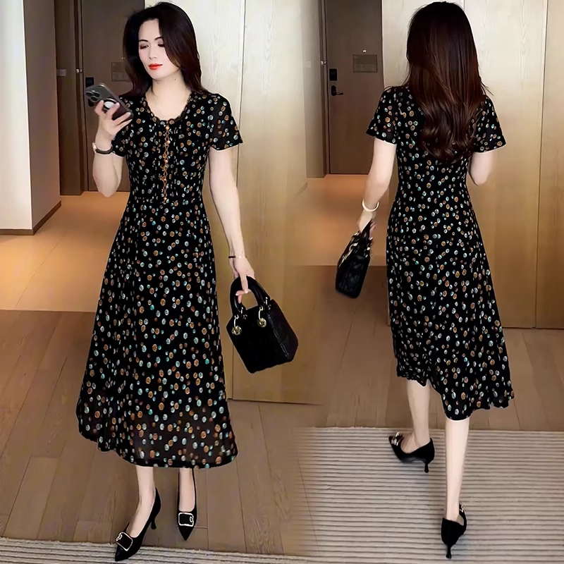 16991-Đầm voan xòe chữ A họa tiết hoa nhí ( voan có lót)-dây kéo sau lưng, có túi, dài 125cm_thumbnail_0