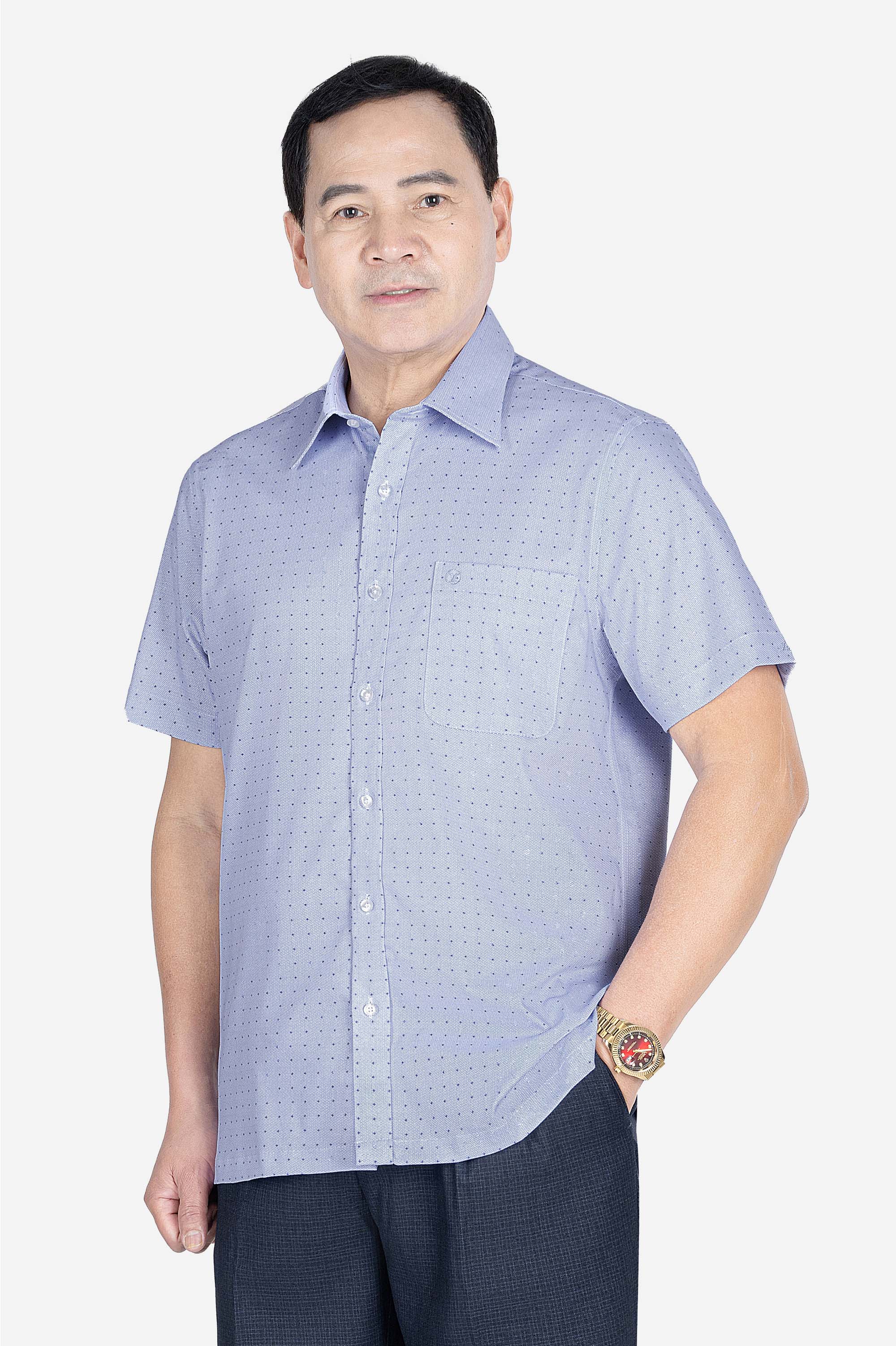 Sơ Mi Cộc Tay Họa Tiết Nam Trung Niên ANCHI Chất Liệu Sợi Sồi Cao Cấp Phom Suông Vạt Ngang Màu Trắng Bi_thumbnail_37