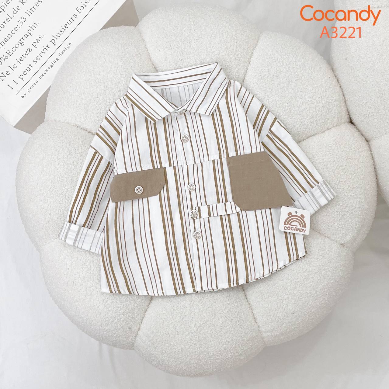 Áo dài sơ mi kẻ NÂU túi NÂU_thumbnail_0