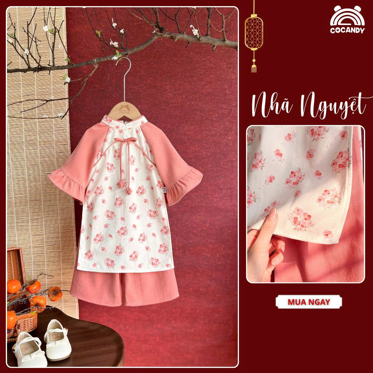 Bộ áo dài HỒNG Nhã Nguyệt