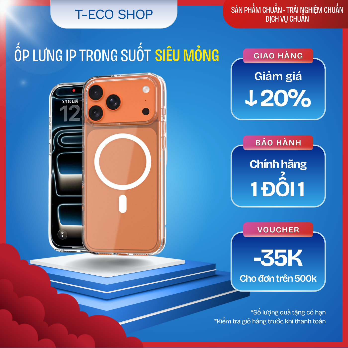 T-ECO SHOP | Ốp Lưng ip 17 Trong Suốt Siêu Mỏng – Vòng Từ Tính, Chống Sốc, Bảo Vệ Camera
