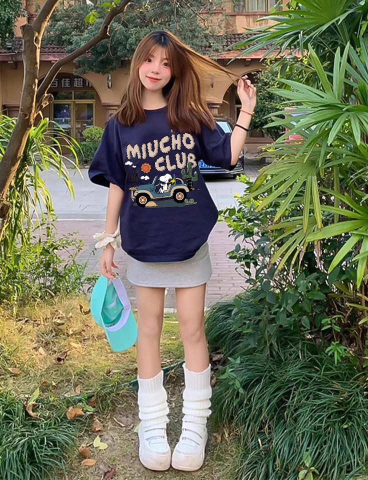 Áo thun nữ form rộng nhiều màu sắc ATD1491 Miucho vải cotton thoáng mát cổ tròn in mix_thumbnail_6