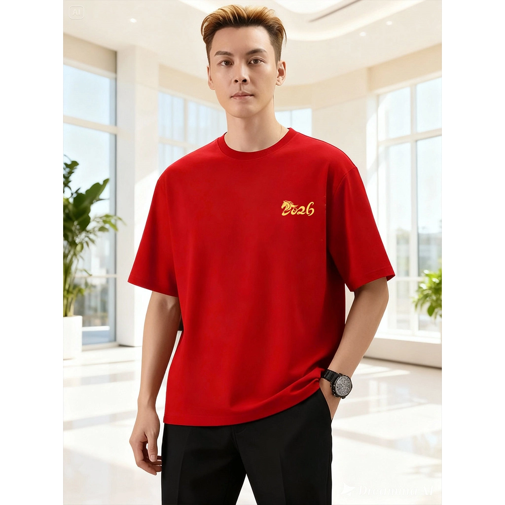 Áo thun nam form rộng Tết 2026 Miucho Iconic vải dày dặn thoáng mát in mix 2959_thumbnail_2