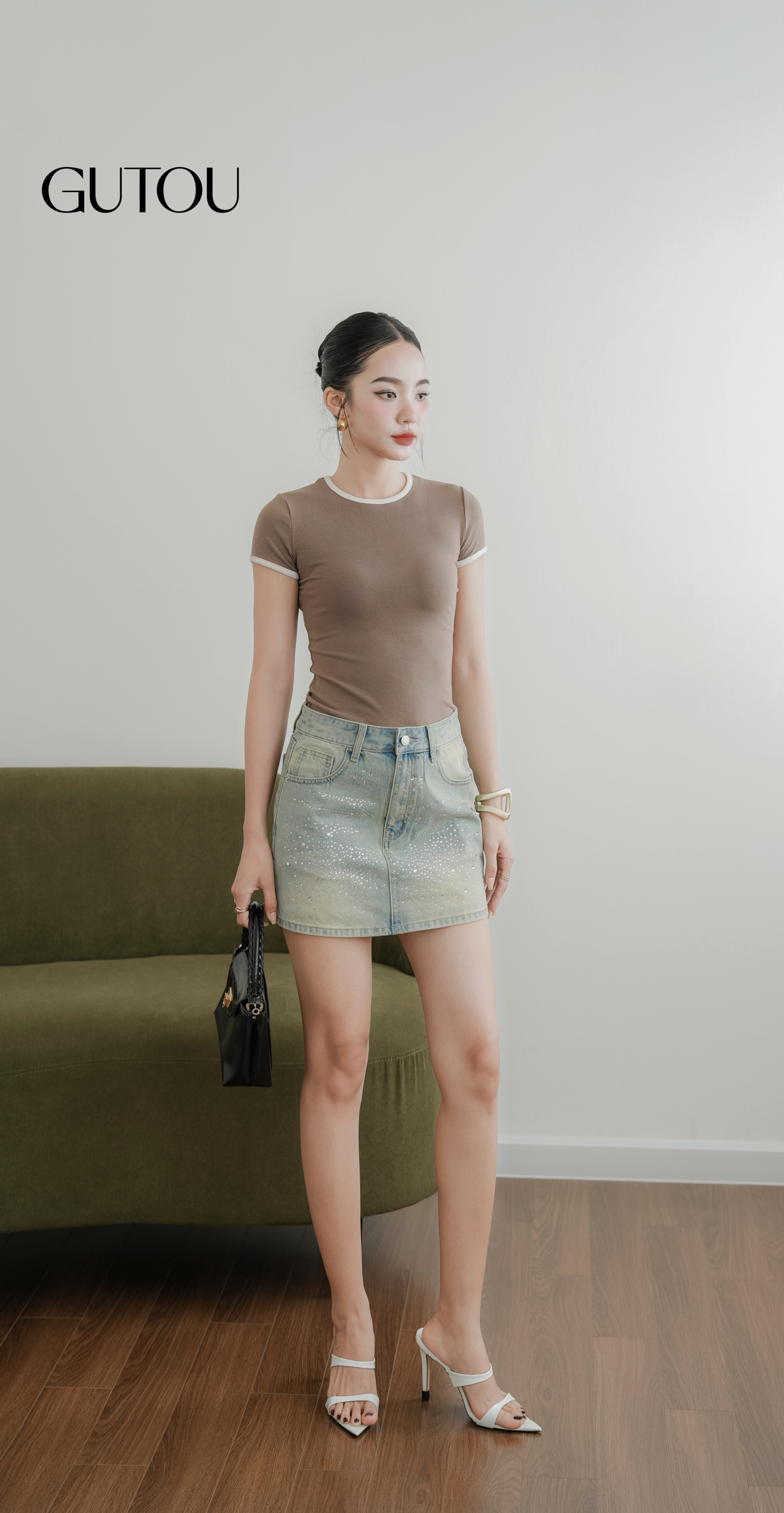 [GUTOU] Chân Váy Jean Silver Denim