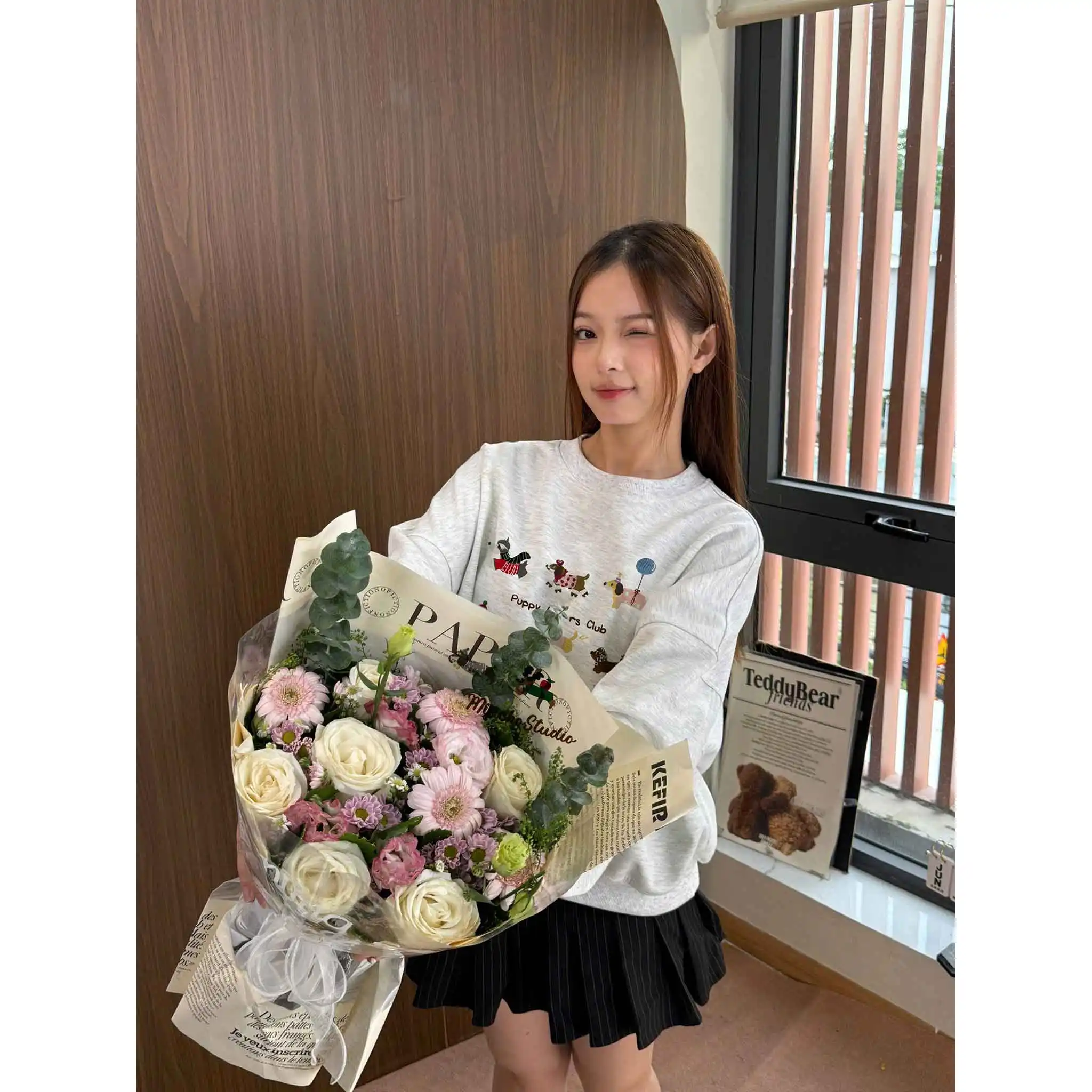 Áo Sweater form boxy Miucho nỉ 2 da dày dặn thoáng mát thoải mái Puppy lovers club in mix 2819_thumbnail_3