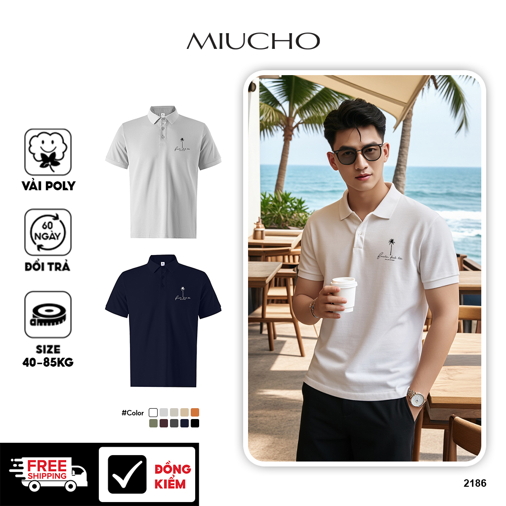 Áo polo nam big size form vừa 2186 Miucho Iconic vải cá sấu polyester co giãn thoáng mát in mix_thumbnail_1