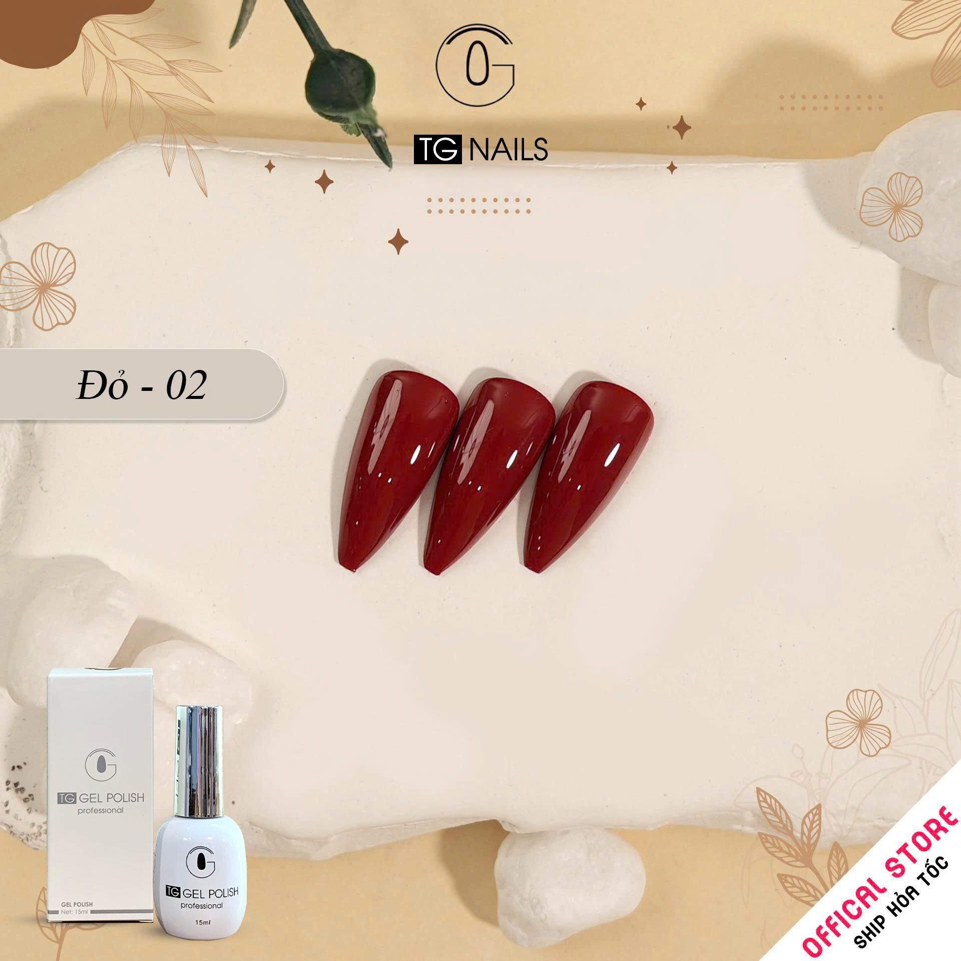 Sơn gel đỏ TG cao cấp cọ tròn chai 15ml_thumbnail_3