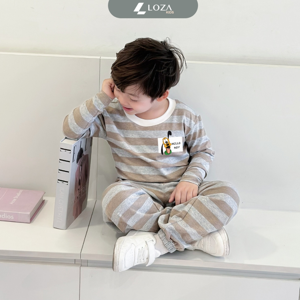 Bộ Thu - Đông kẻ bé trai in hình Pluto - Loza Kids TK550
