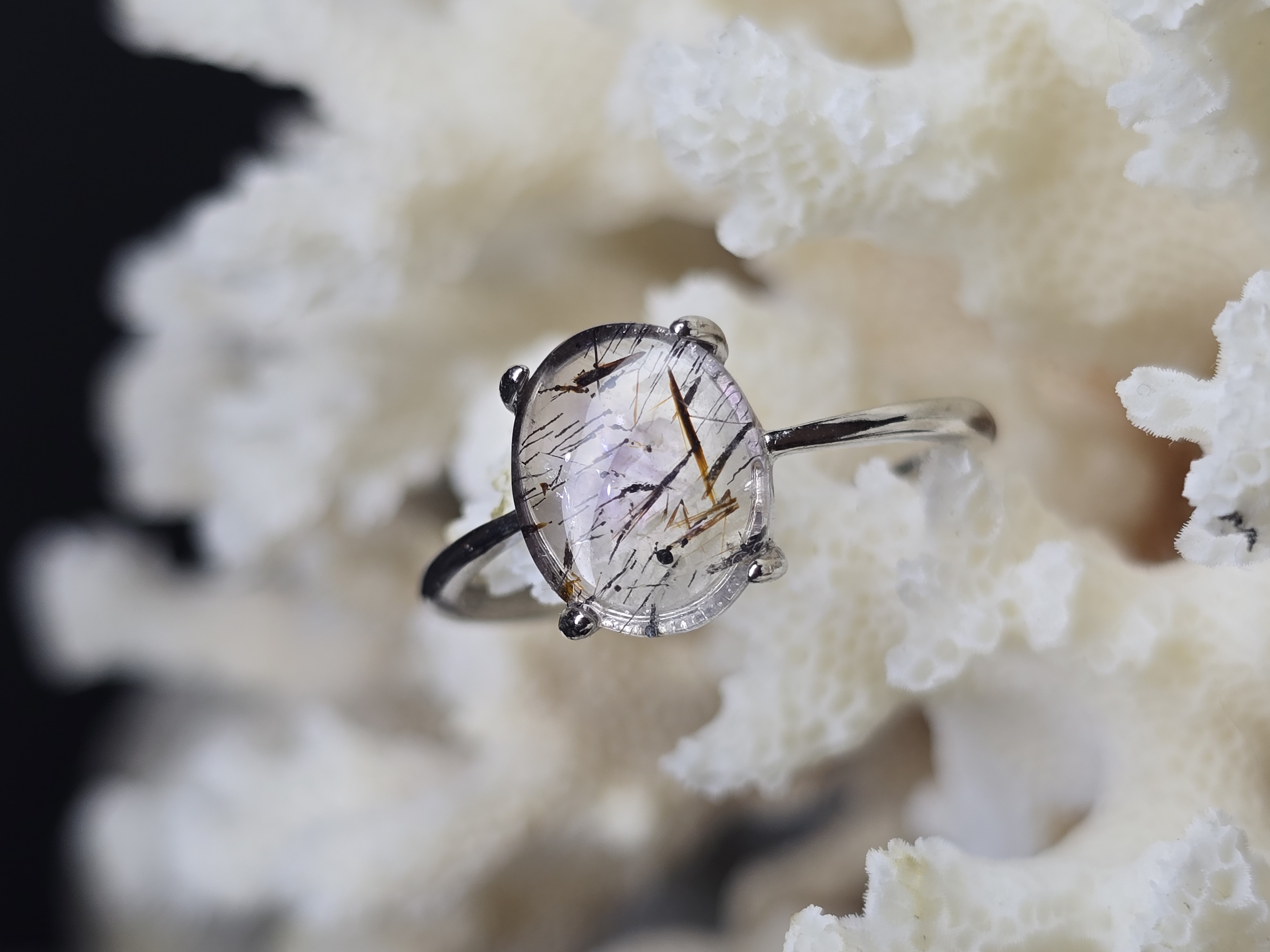 Nhẫn Đá Super 7 Khung Bạc S925 Freesize