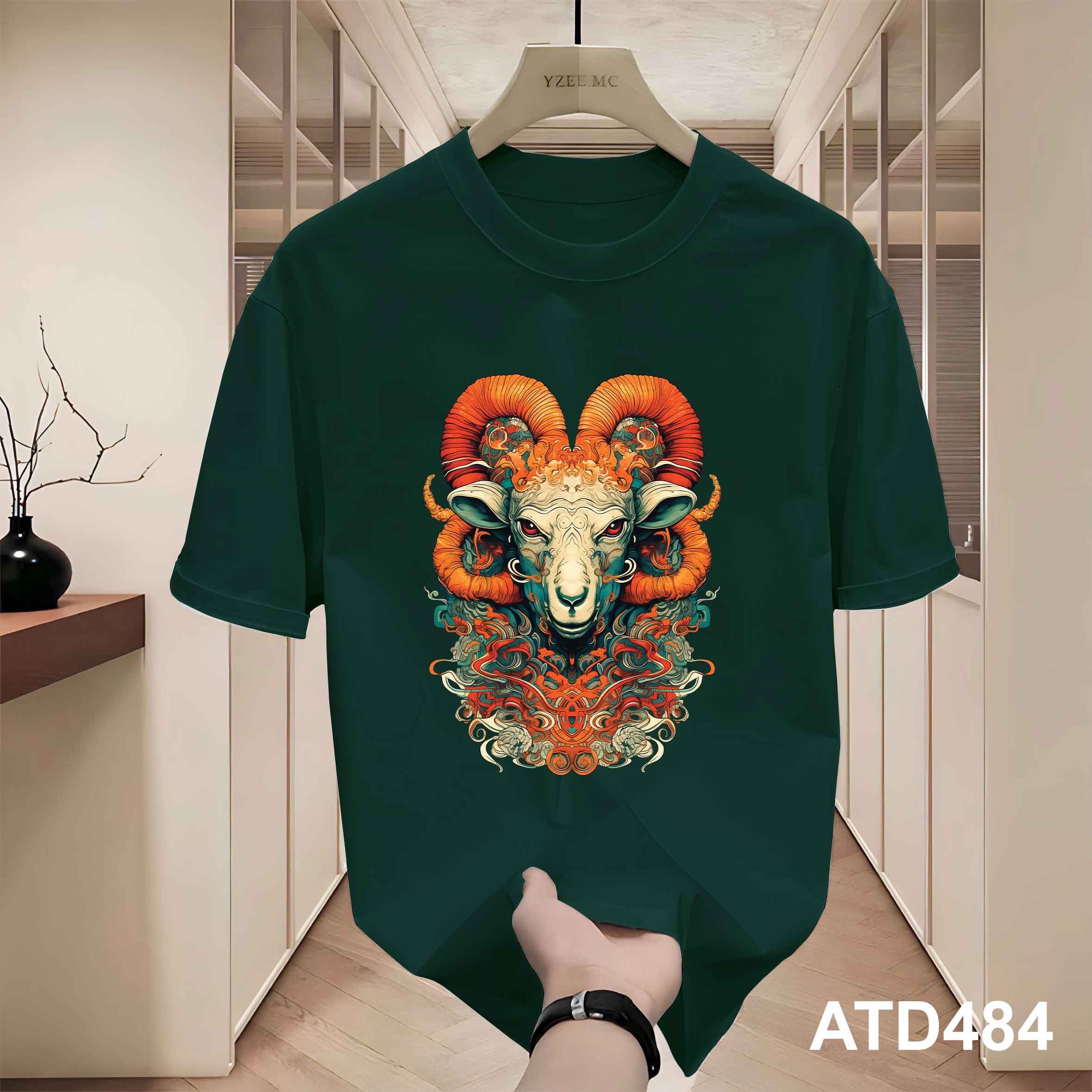 Áo thun nam form rộng 12 con giáp tuổi Mùi ATD484 Miucho Iconic cotton cổ tròn in graphic_thumbnail_4