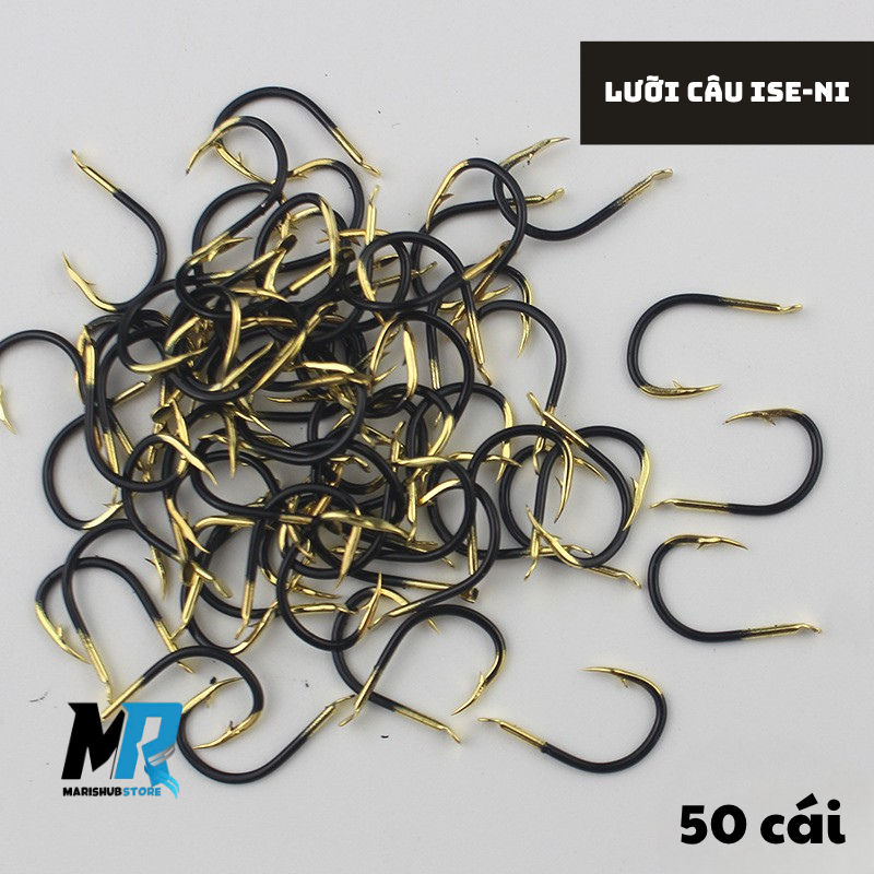 Túi 50 Lưỡi Câu iseni Vàng Đen