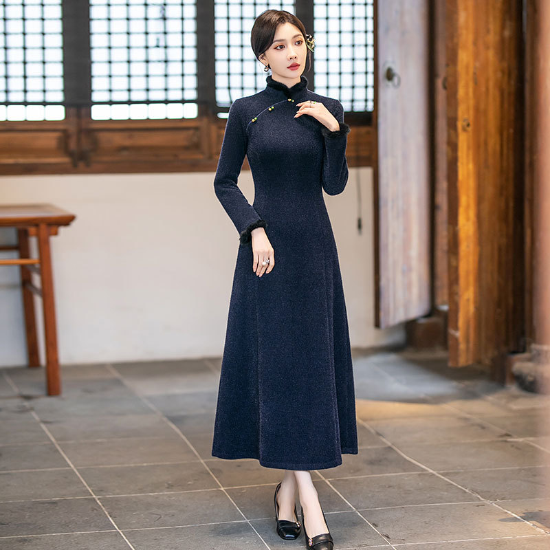 [MS000034] 🔥 Đầm Áo Dài Cách Tân Thu Đông Sang Trọng Cho Mẹ_thumbnail_7