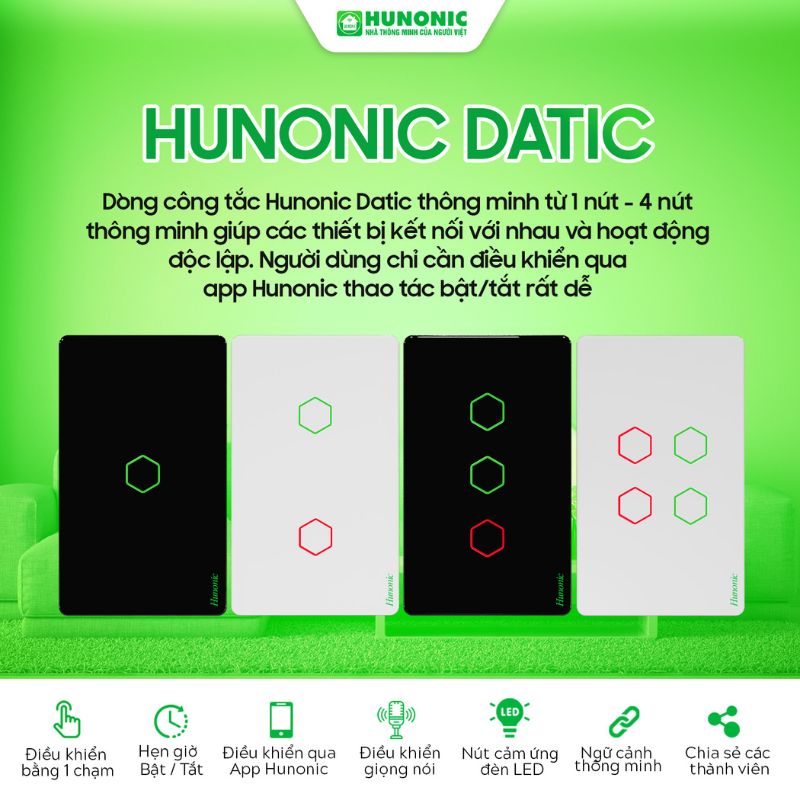 Công Tắc Chống Giật BLE Mesh Hunonic Datic Màu Trắng