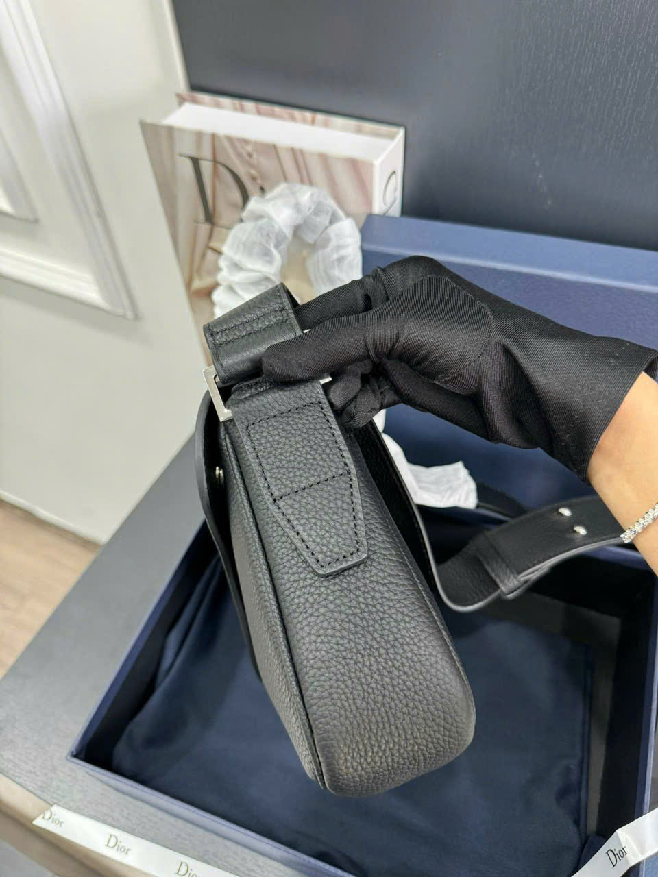 Túi đeo chéo nam Dior Saddle Oblique da bò màu đen_thumbnail_6