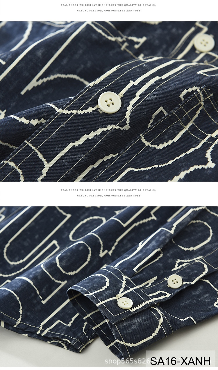 SA16 - Áo Sơ Mi Nam Tay Dài In Chữ Nghệ Thuật Dáng Rộng Phong Cách Thời Trang_thumbnail_12