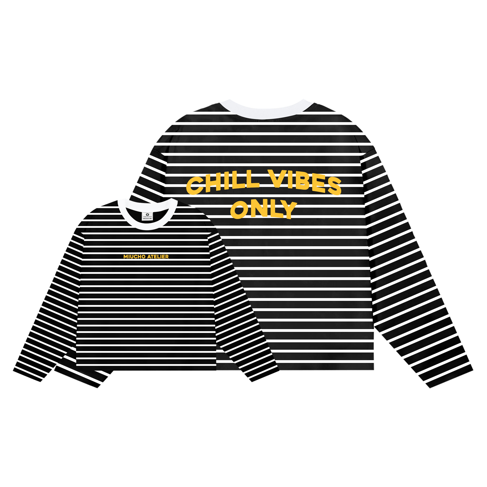 Áo thun boxy tay dài Miucho vải thun rib thoáng mát mềm mại cổ tròn Chill Vibes Only in mix 2695_thumbnail_10