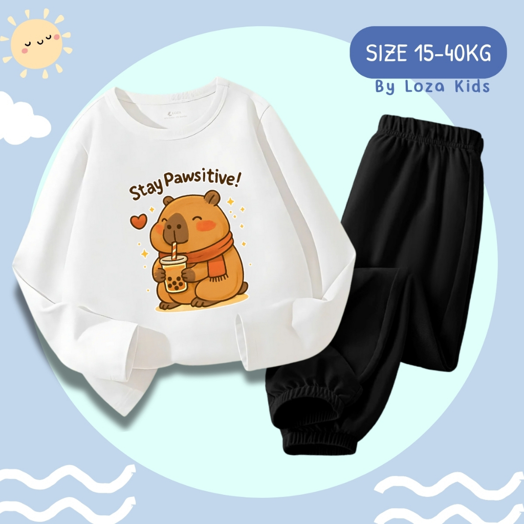 Bộ Thu - Đông bé trai in hình CAPYBARA  - Loza Kids BW452