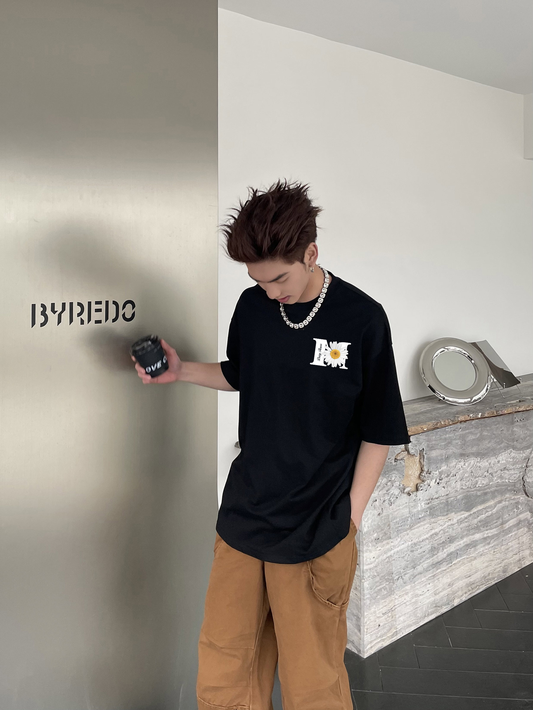 Áo thun nam in hoa cúc form rộng nhiều màu ATD1467 Miucho Man vải cotton thoáng mát cổ tròn in mix_thumbnail_9