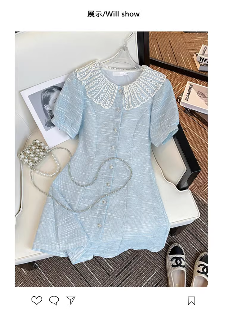 15319-Đầm xoè A màu xanh phối cổ ren (linen xước)_thumbnail_0