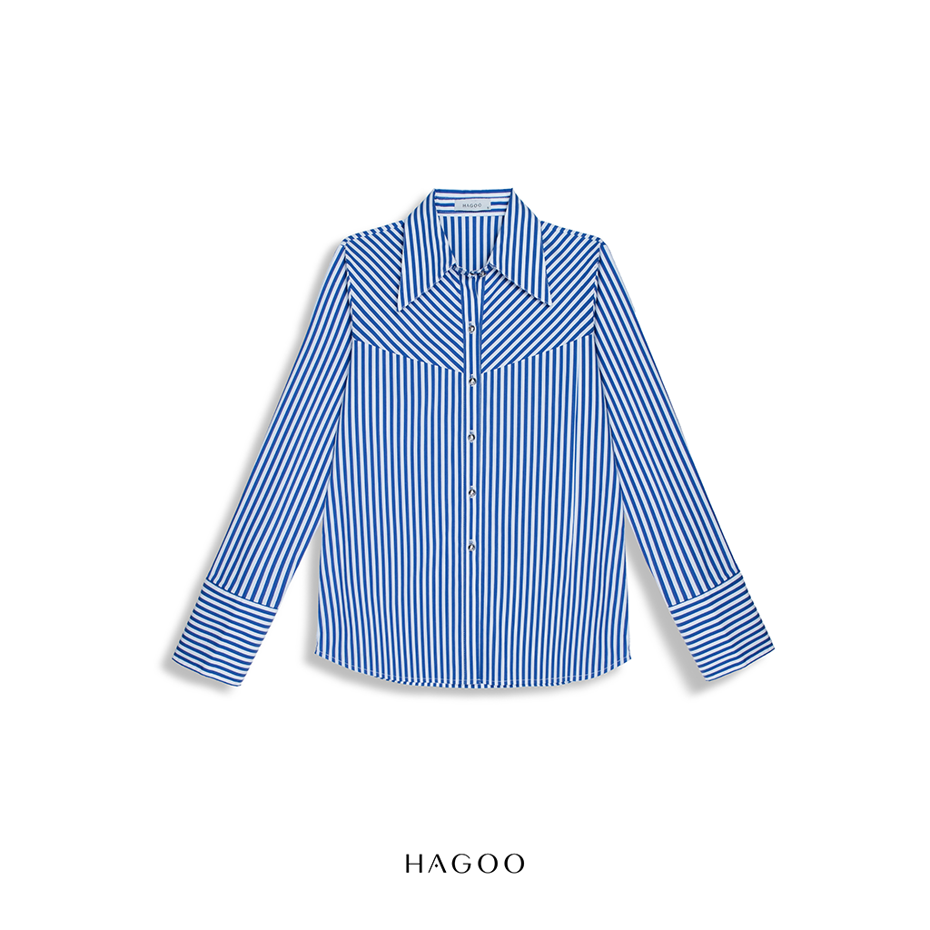 Áo sơ mi kẻ suông cầu ngực xéo HAGOO_thumbnail_7