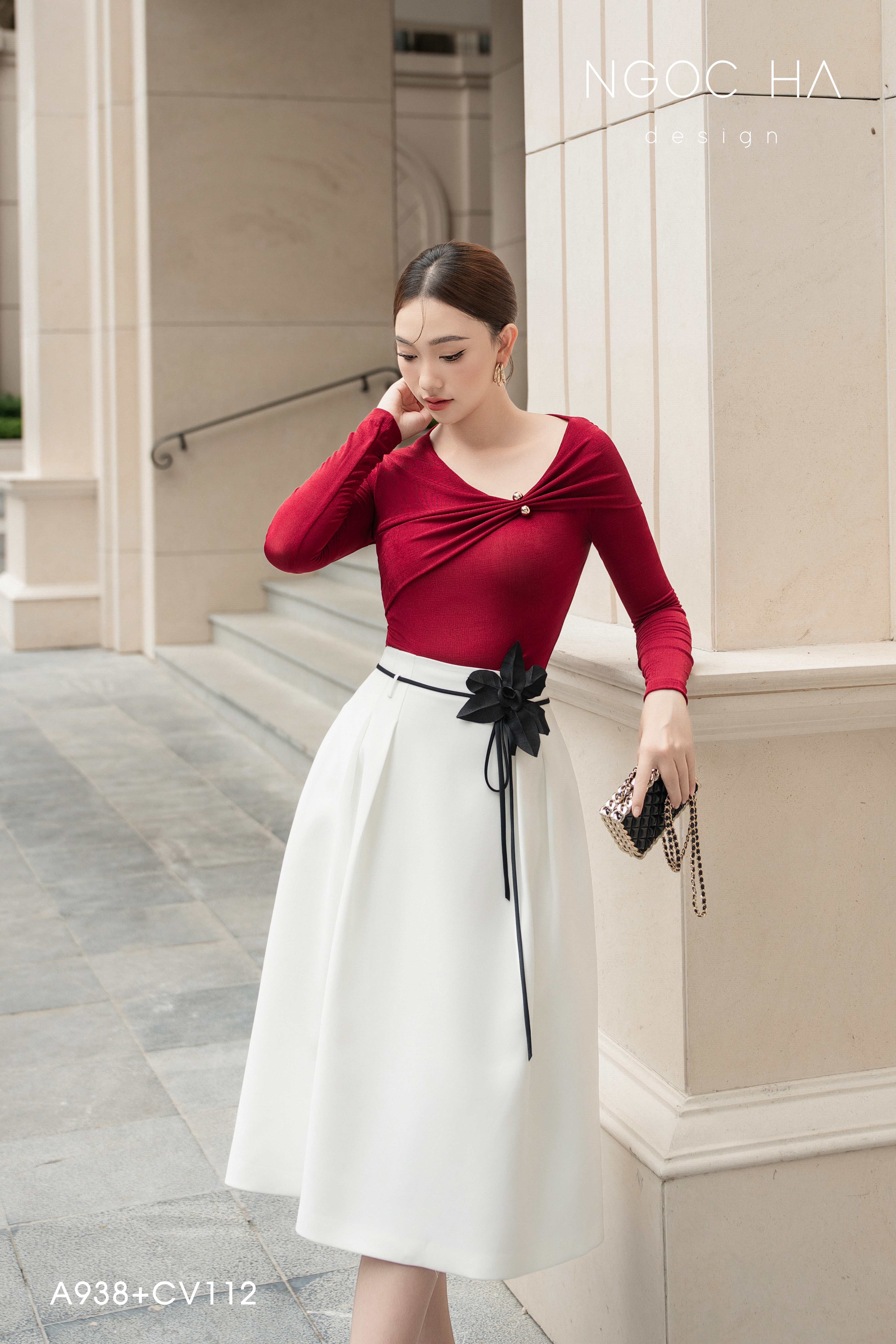 Belle Top_ Áo Thun Nhún Lệch Cổ Dài Tay A938_thumbnail_1