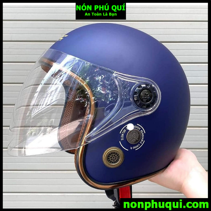 Nón bảo hiểm 3/4 kính dài thông gió nhiều màu đẹp MH02 - Xanh Đen