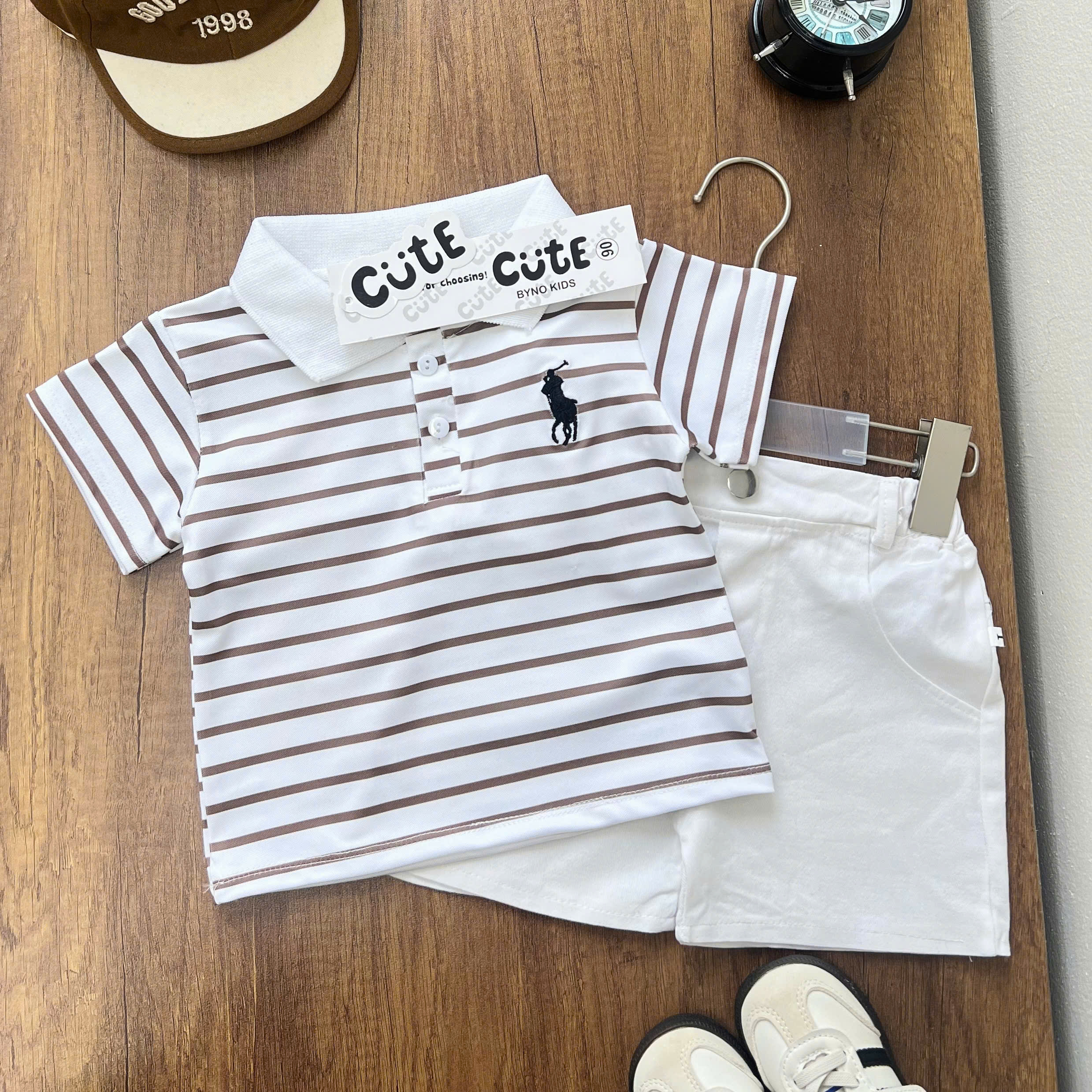 E76 BỘ POLO SỌC NGANG NÂU THÊU NGỰA 2 CÚC - A117.1764_thumbnail_2