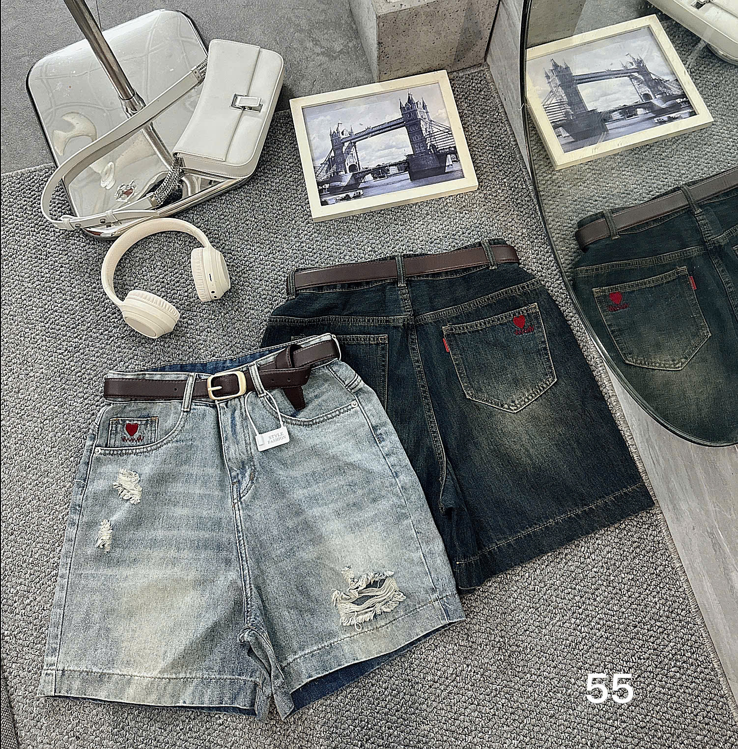 Quần short jean lửng rách thêu trái tim bigsize QSJ55 dành cho nàng từ 55-90kg_thumbnail_6