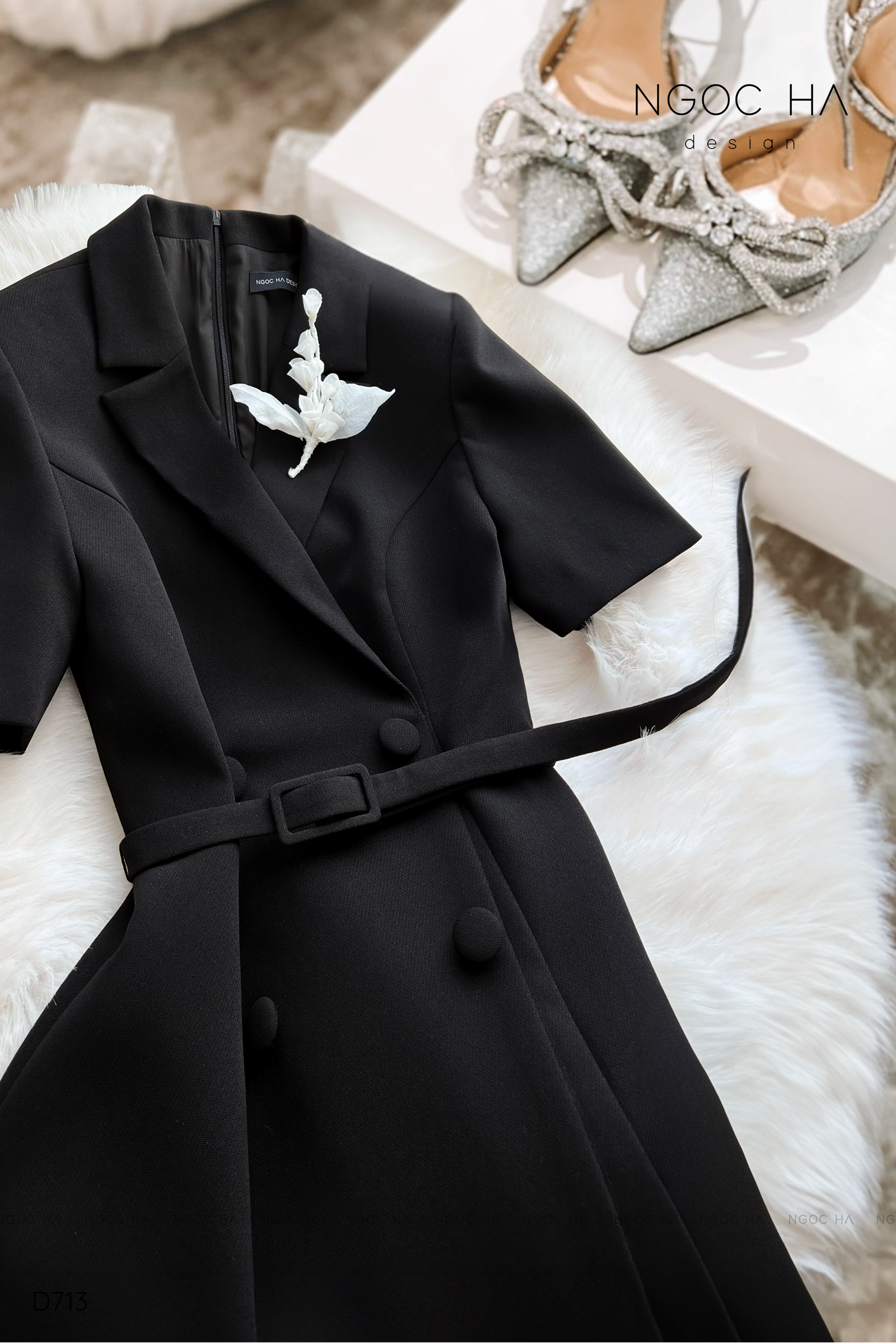 Irene Dress - Đầm Vest Dáng Xòe Kèm Đai D713_thumbnail_6