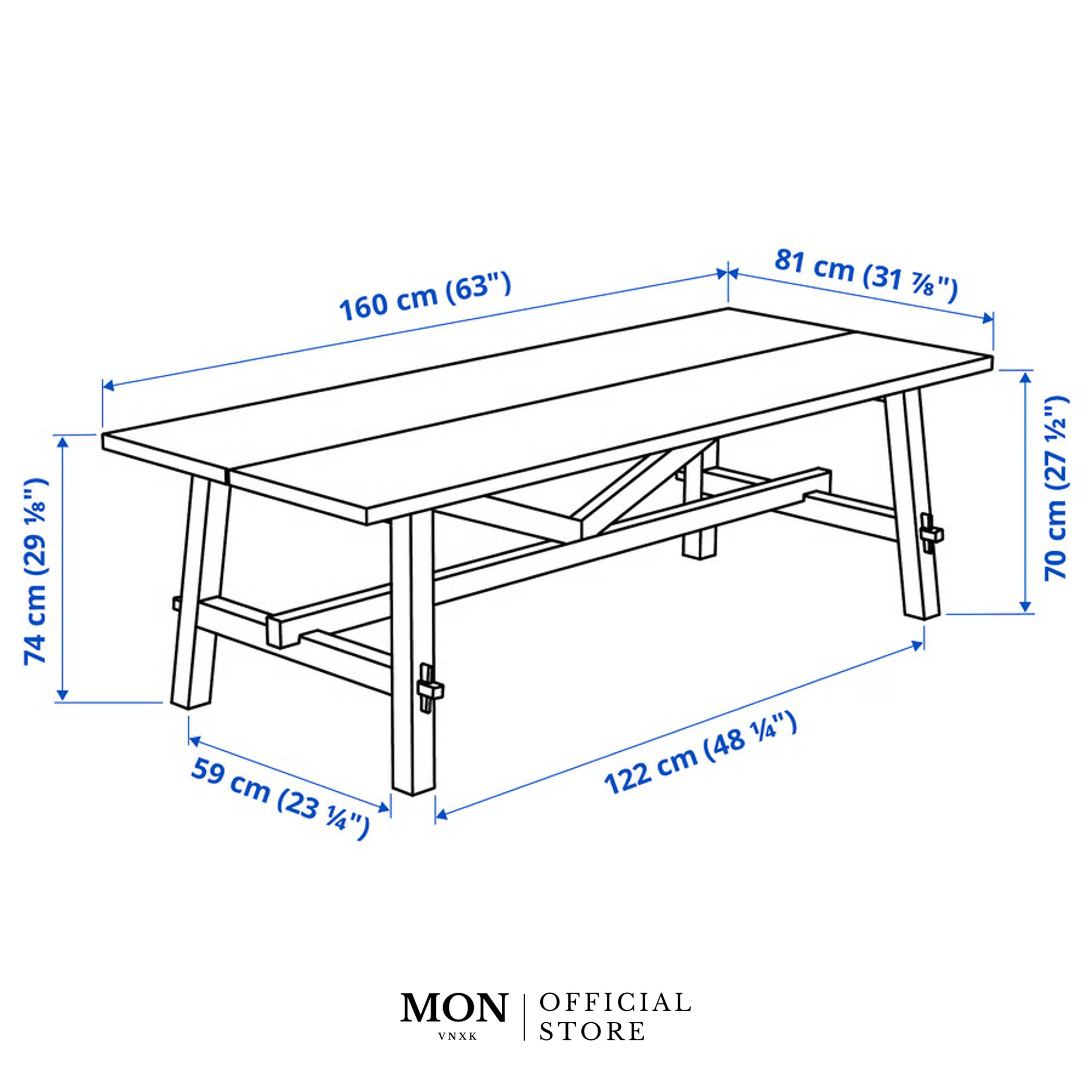 BÀN ĂN IKEA SKOGSTA Table, acacia/black