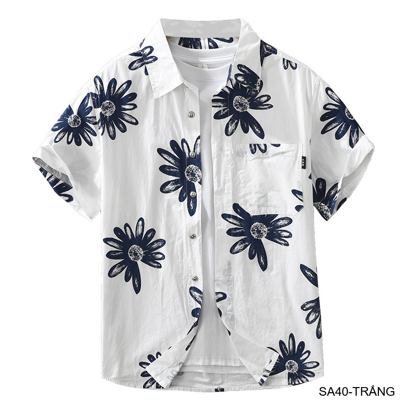 SA40 - Áo sơ mi nam tay ngắn họa tiết hoa cúc, phong cách Hàn Quốc, chất cotton thoáng mát_thumbnail_9