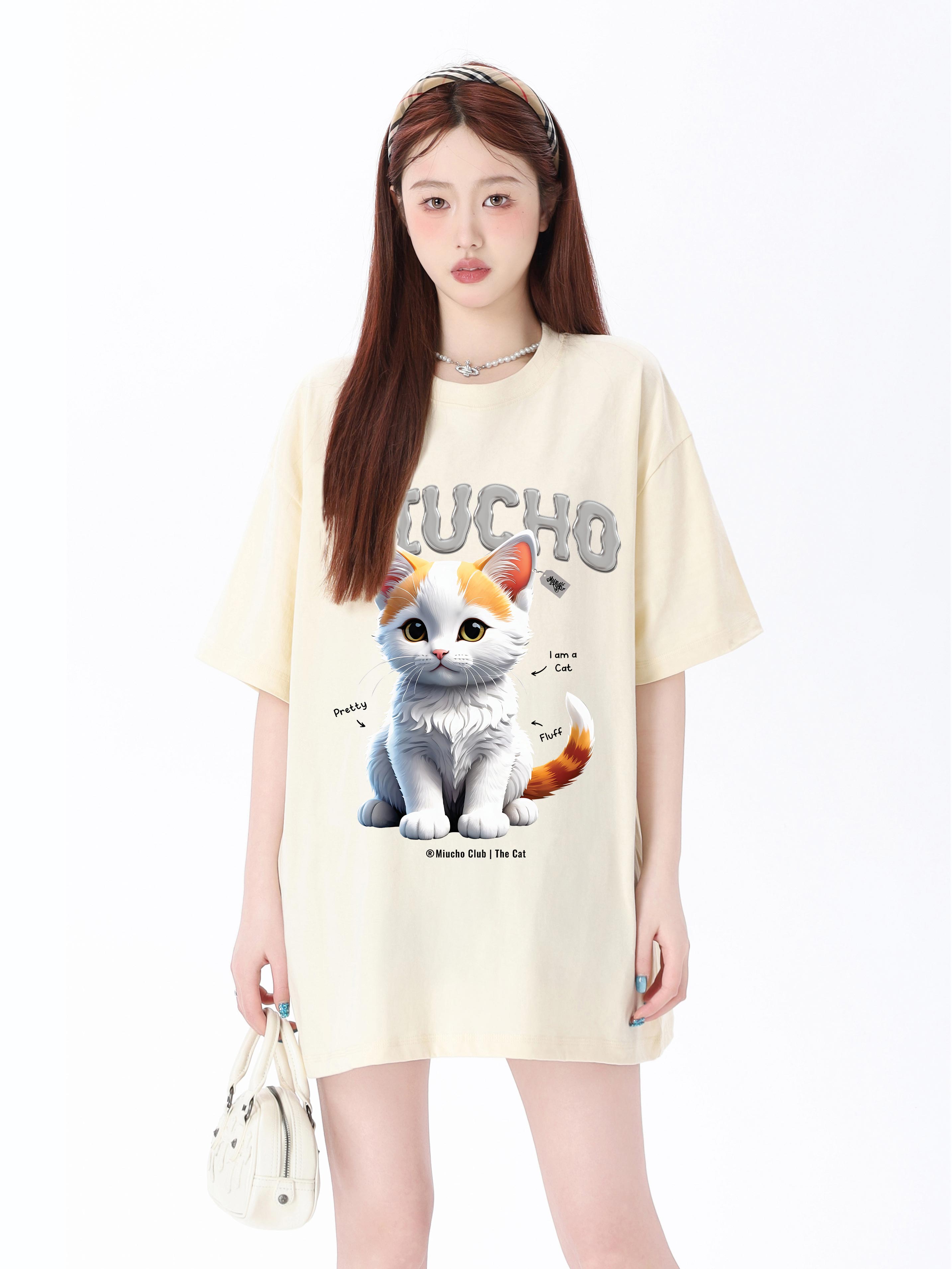 Áo thun form rộng 12 con giáp tuổi Mão ATD1244 Miucho tay ngắn cổ tròn in mix_thumbnail_8