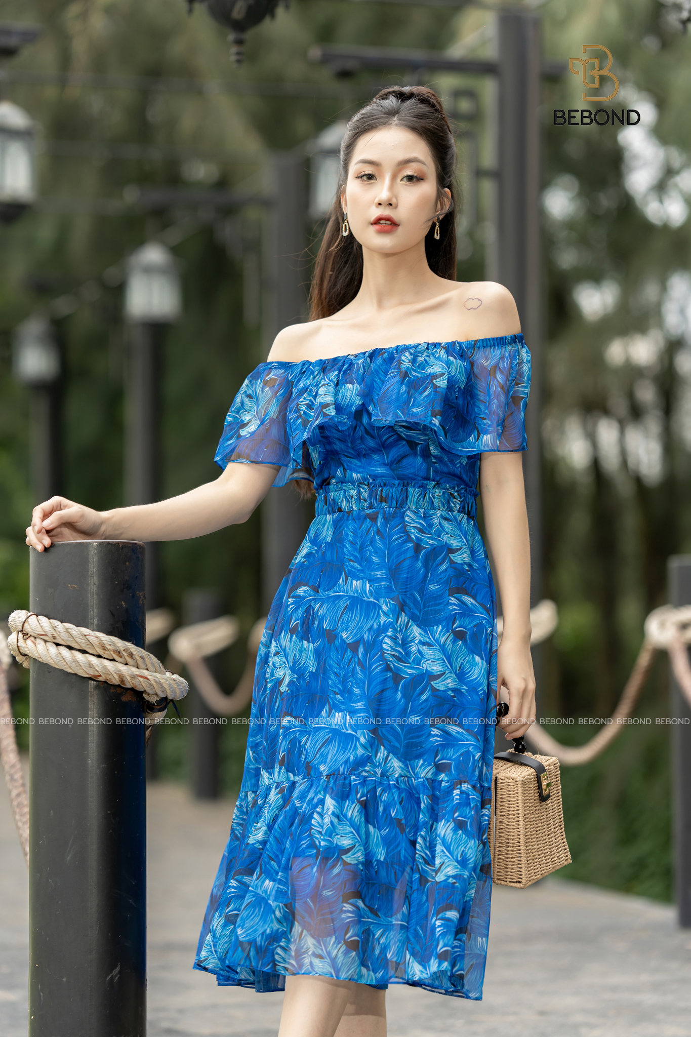 ĐẦM TRỄ VAI TƠ ÓNG XANH ĐẠI DƯƠNG- MERINE DRESS_thumbnail_2