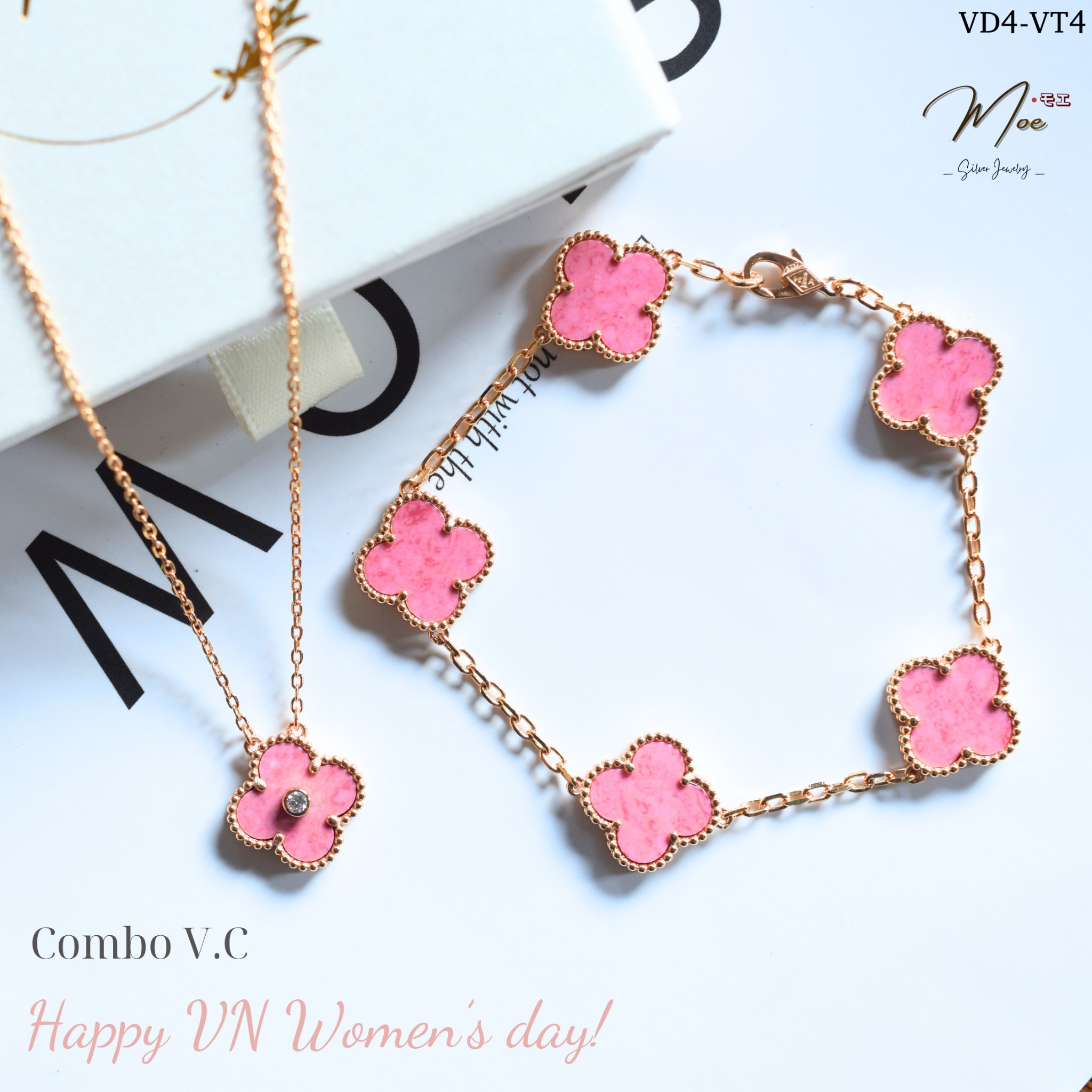 VD4 - VCA Dây chuyền hồng đậm có nhuỵ