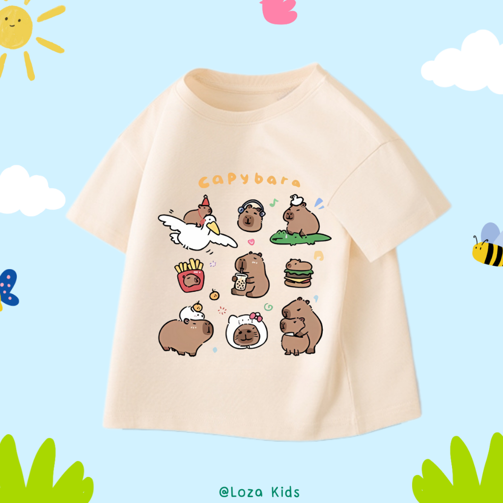 Áo thun cho bé in hình Capybara - Loza Kids AT2772