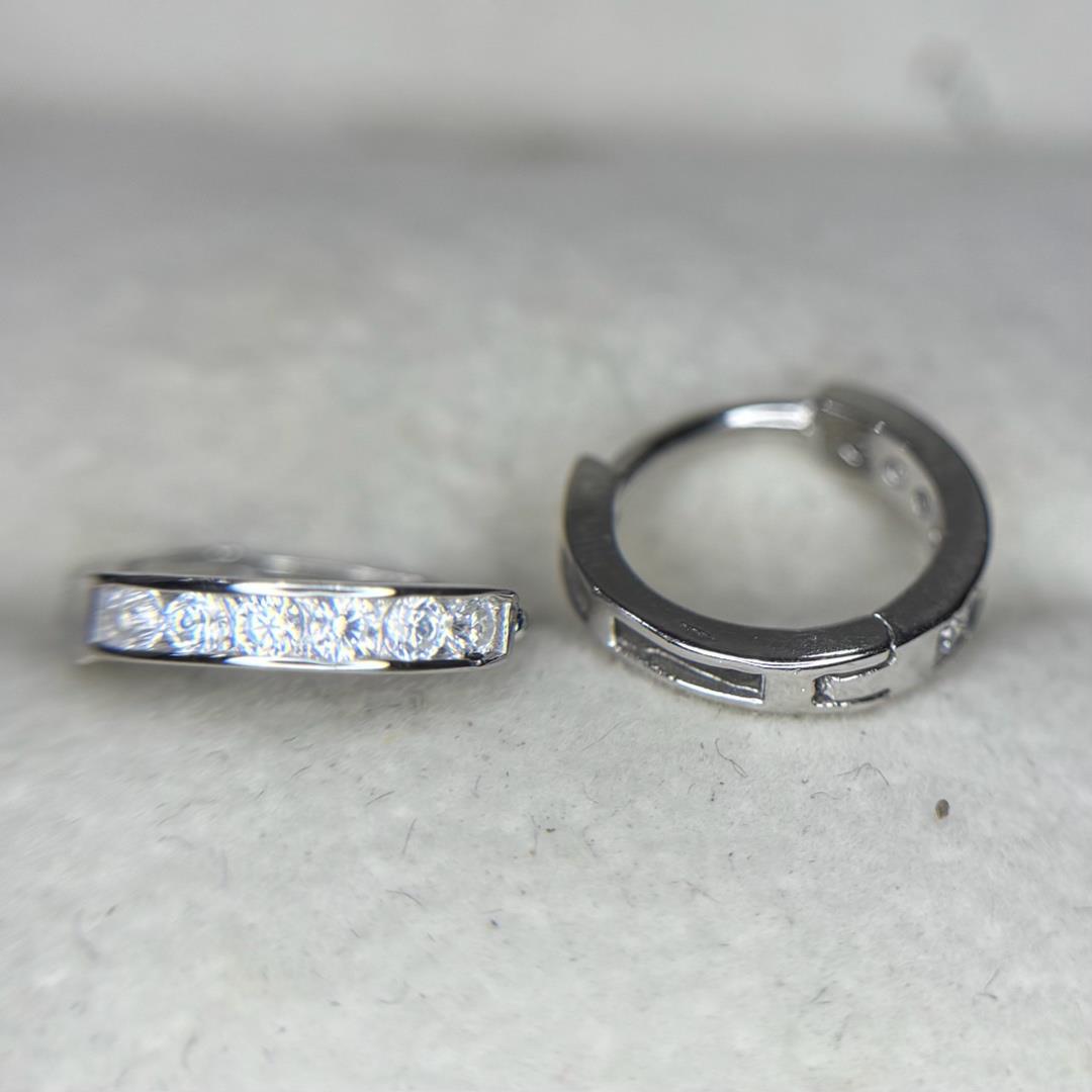 khuyên vòng bạc xi bạch kim kim cương nhỏ viền vuông size 12