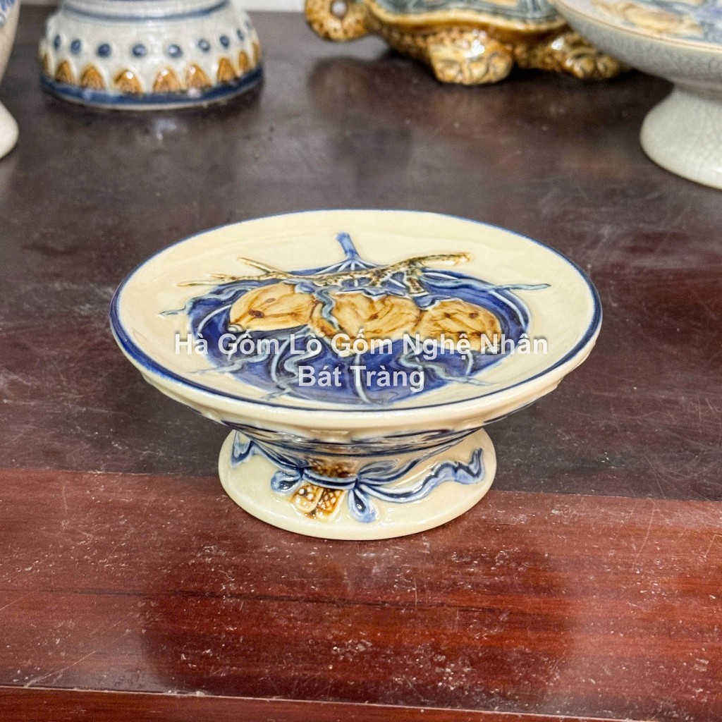 Men Hoàng Thổ - Đĩa Đựng Trầu Cau Thờ Cúng Bát Tràng - Nghệ nhân chế tác