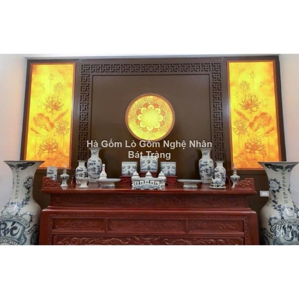 HG014 Đồ Thờ Cúng Bộ 13 món ban thờ 60CM - 80CM men rạn trơn nghệ nhân Bát Tràng chế tác TẶNG Thất Bảo, Tro Nếp_thumbnail_8
