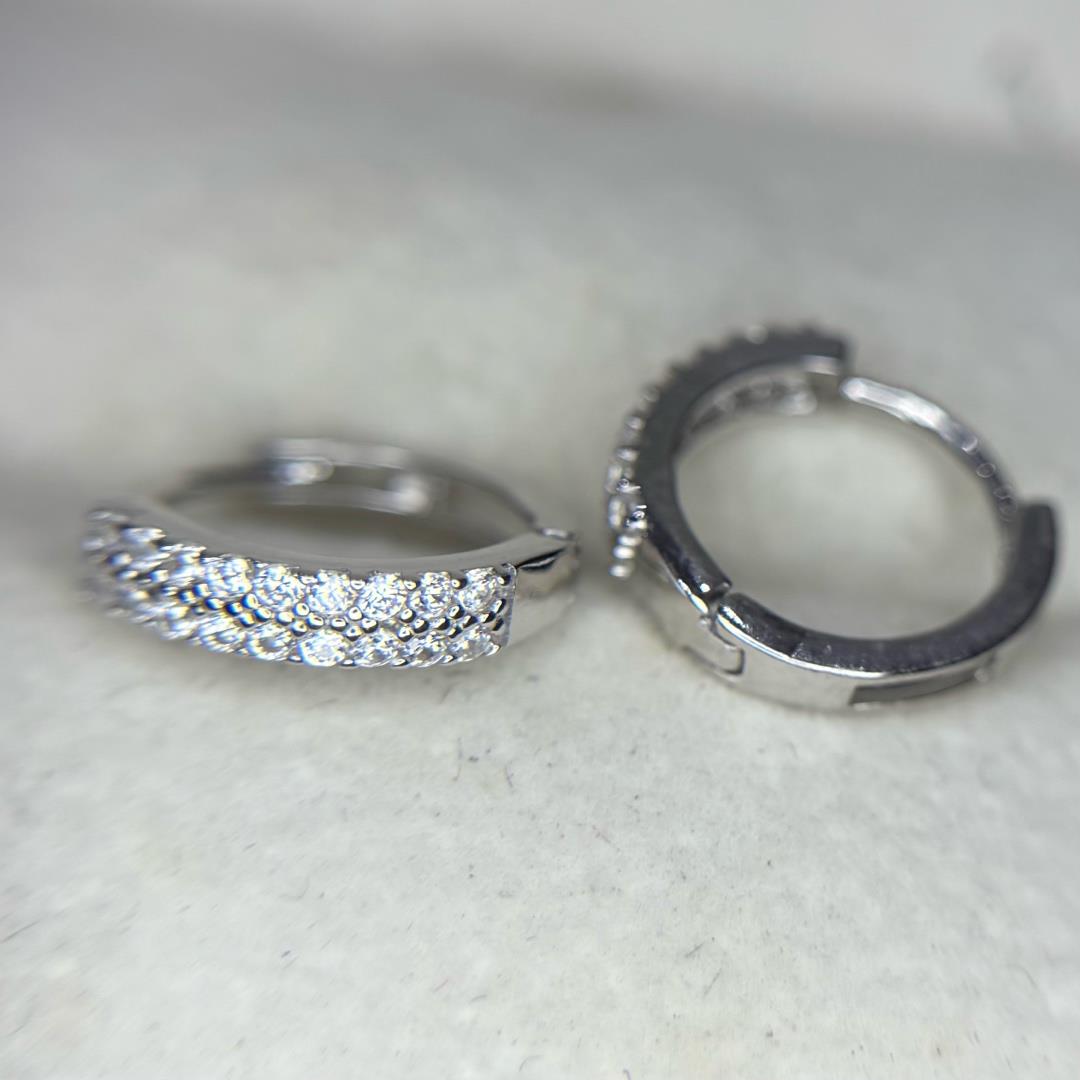 khuyên vòng bạc xi bạch kim 2 hàng kim cương size 12