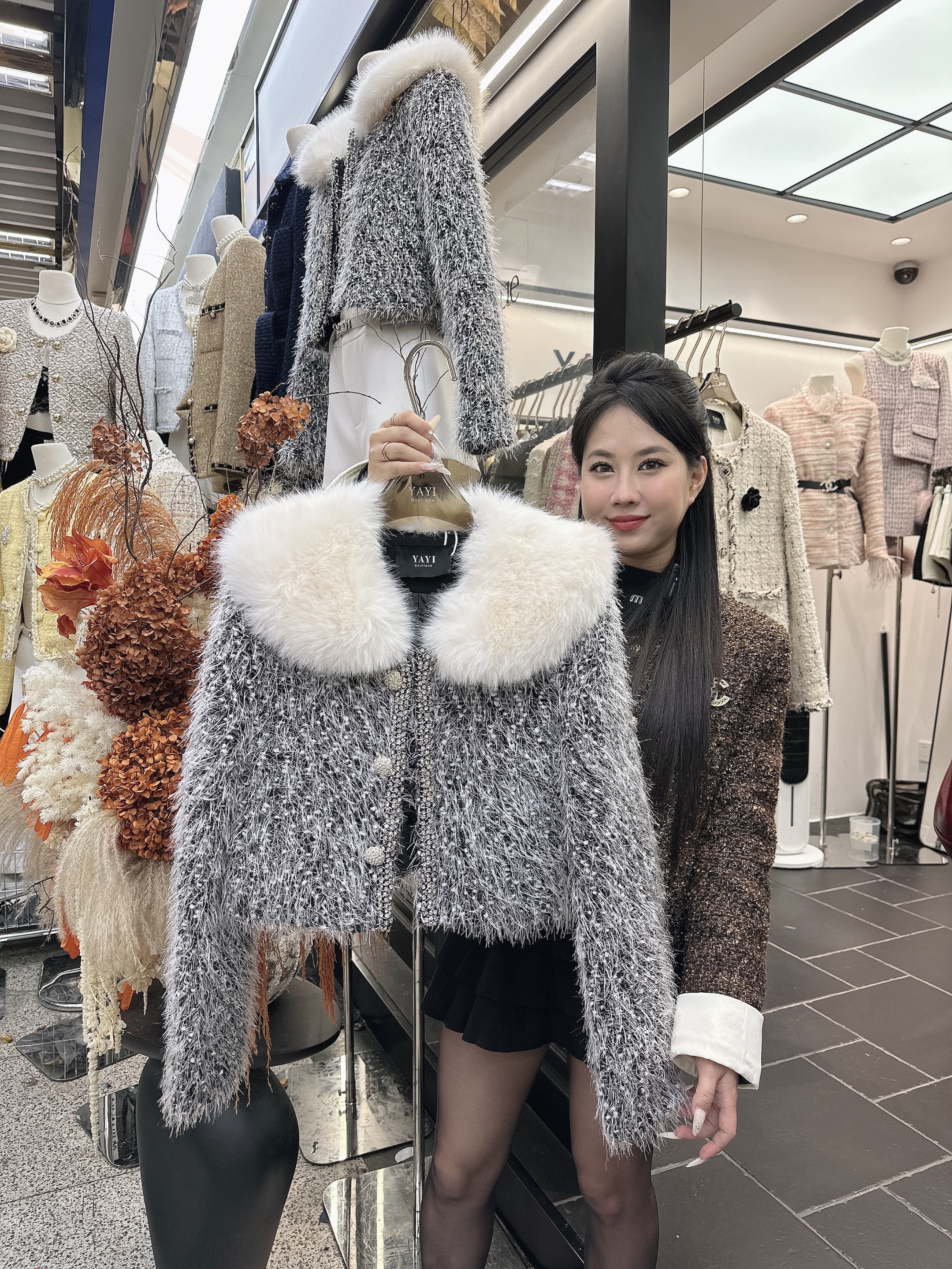 Áo dạ cổ lông - V15