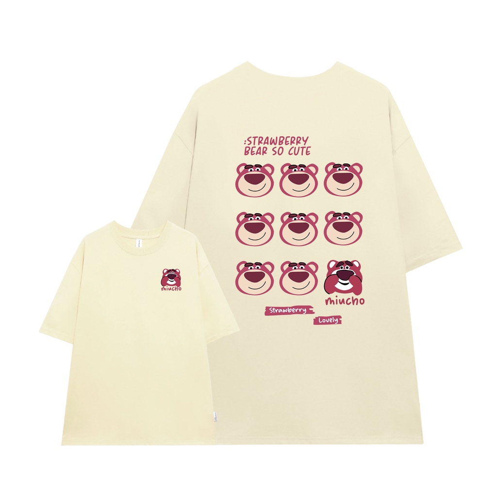Áo thun gấu dâu lotso form rộng AT364 Miucho basic tee tay lỡ dành cho nam nữ in graphic_thumbnail_0