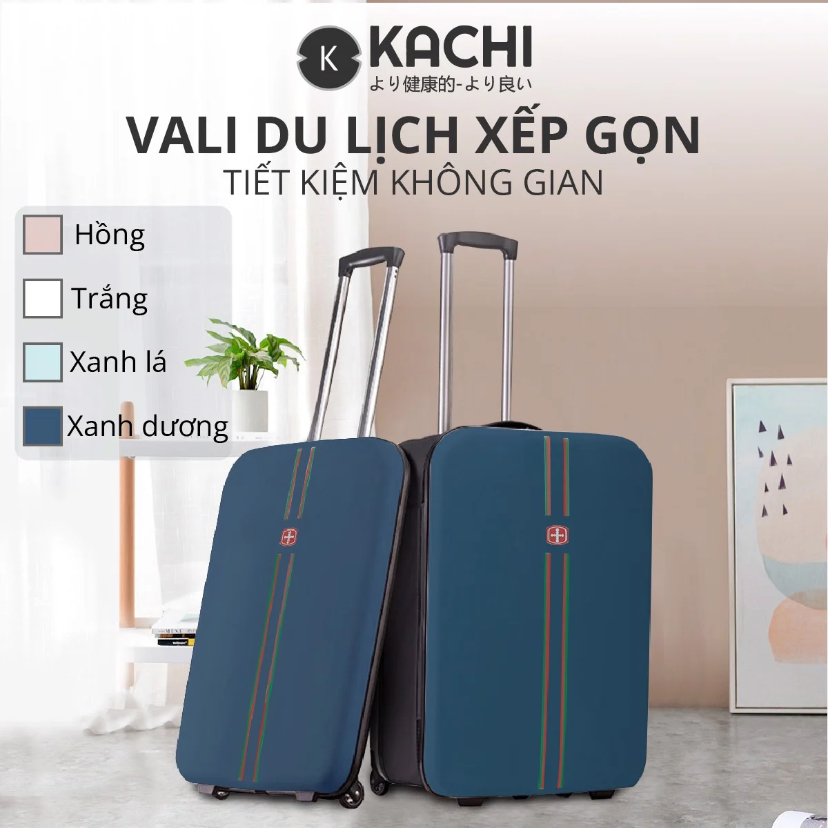 Vali du lịch xếp gọn tiết kiệm không gian Kachi MK355/MK356 size 20